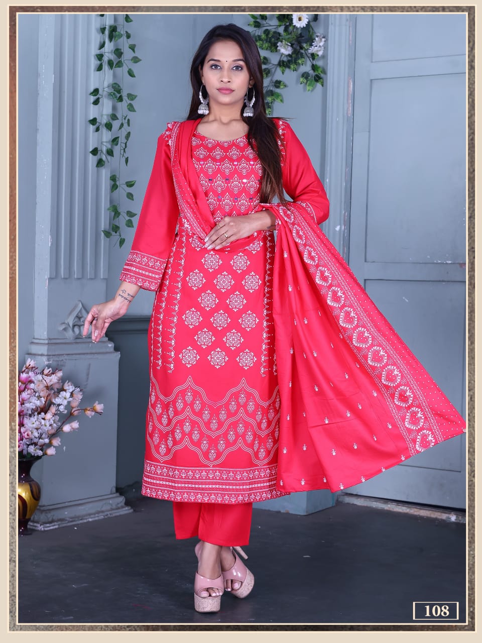 Ankita Vol 4 Rayon Foil Printed Kurti Pant With Dupatta Collection