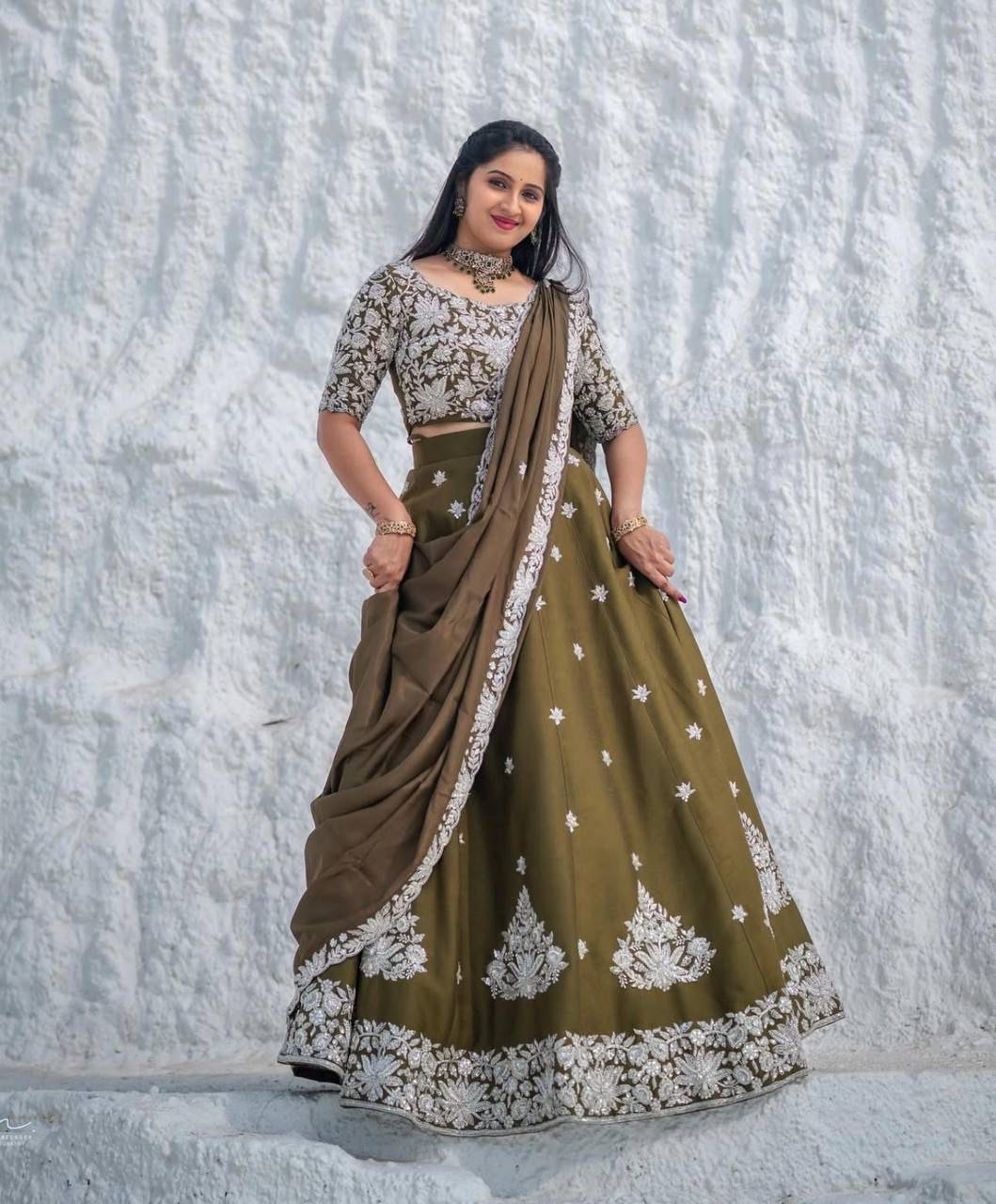 Bt 7063 Designer Embroidered Mahendi Lehenga Collection