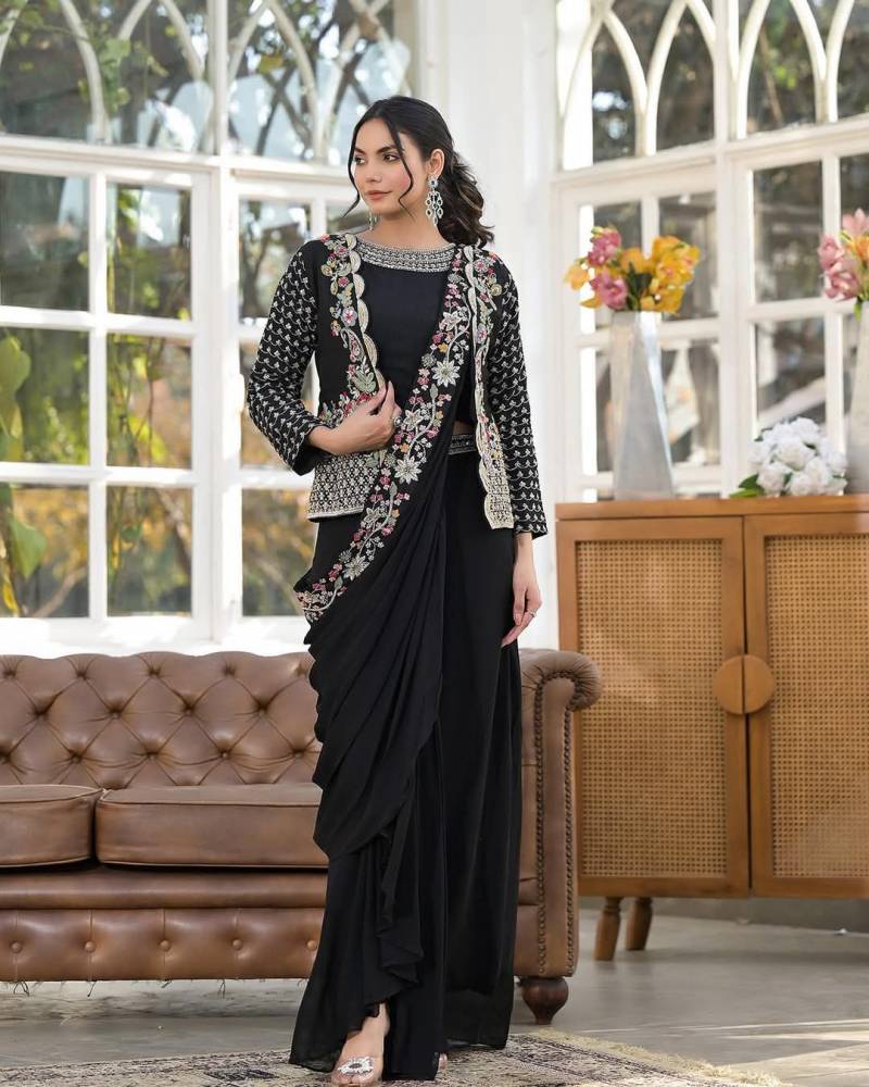 Bt 7065 Stylish Embroidered Koti With Ready To Wear Saree Collection