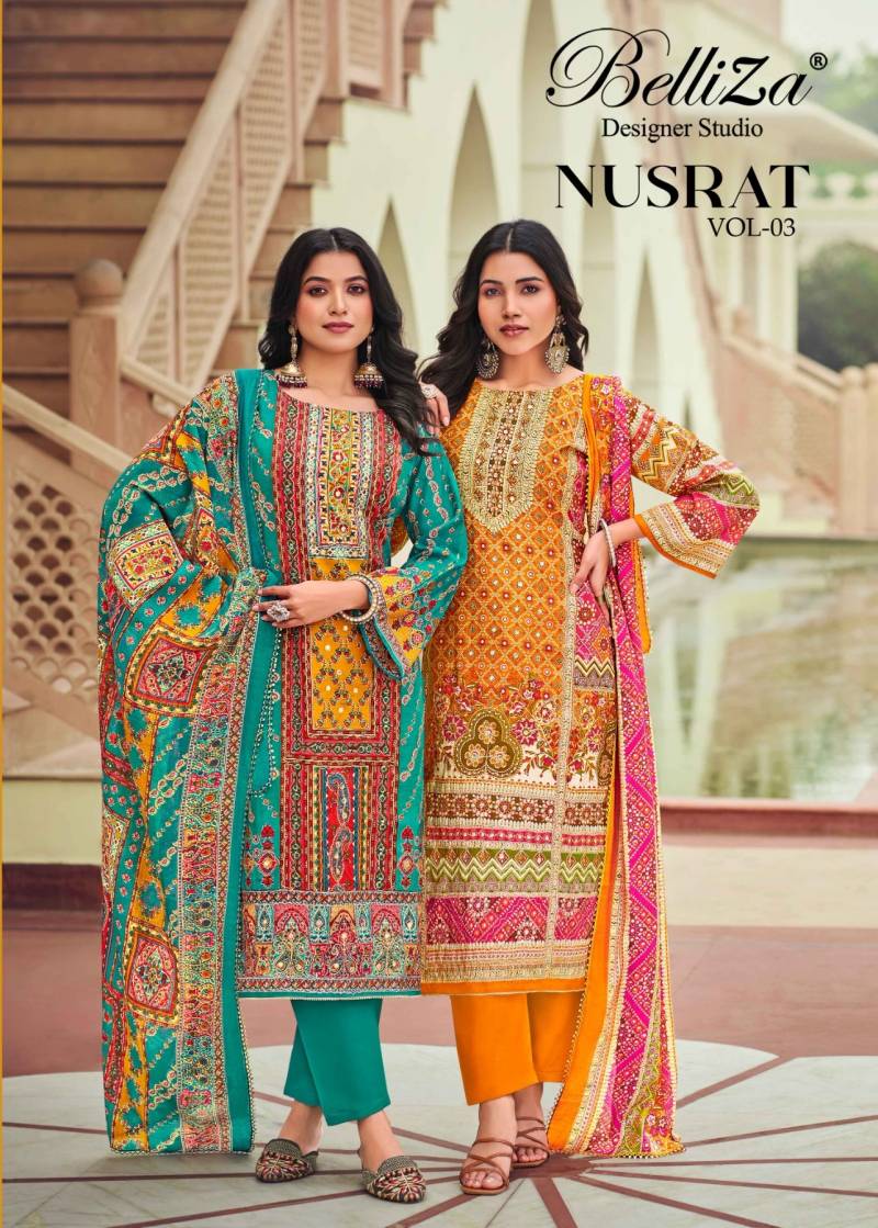 Belliza Nusrat Vol 3 Digital Printed Dress Material Collection