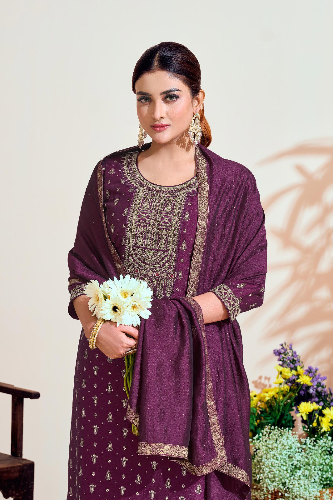 Label Khoj 9684 vichitra silk with embroidery suit collection