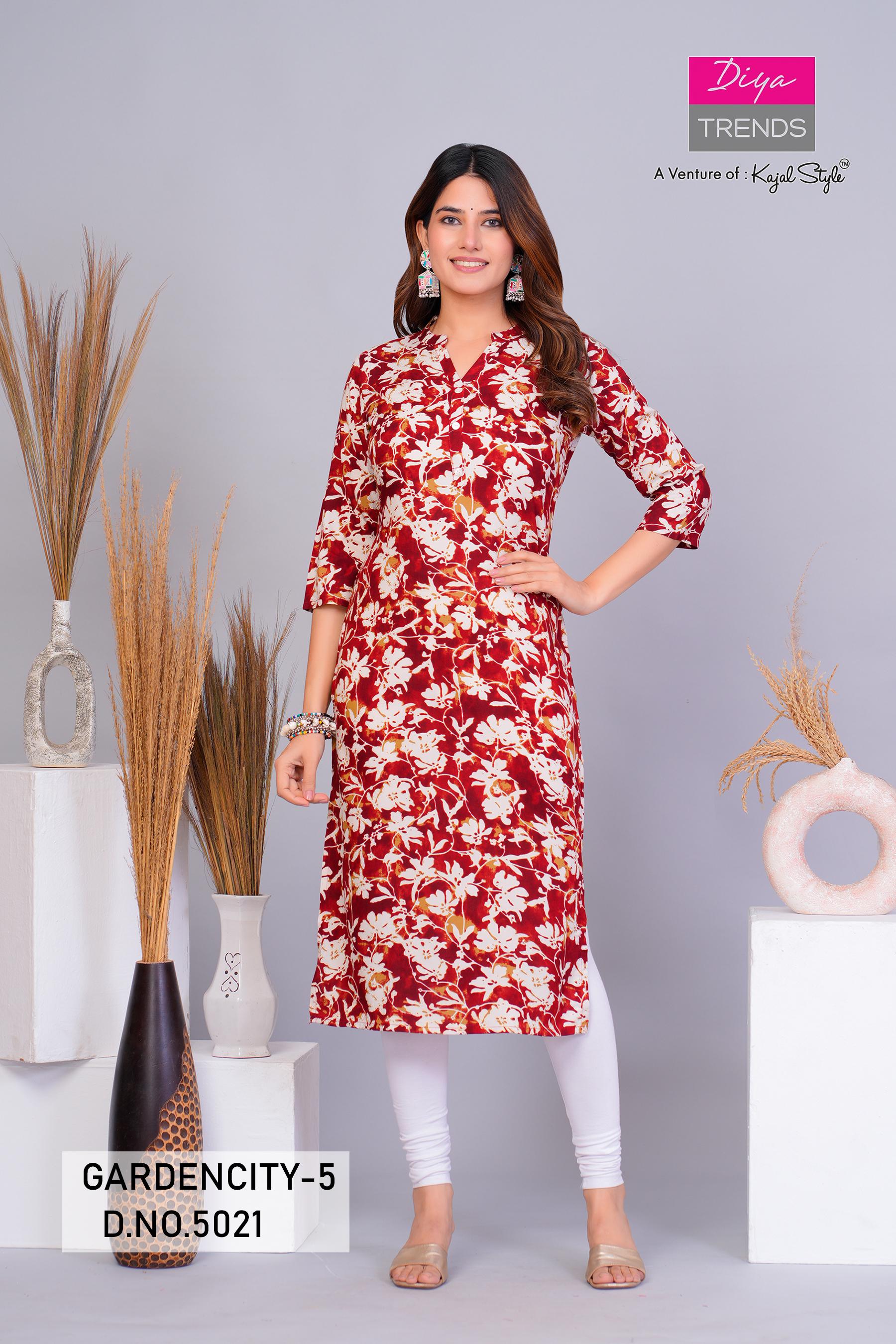 Garden City 5016 To 5030 By Diya Trends Streight Kurti Collection