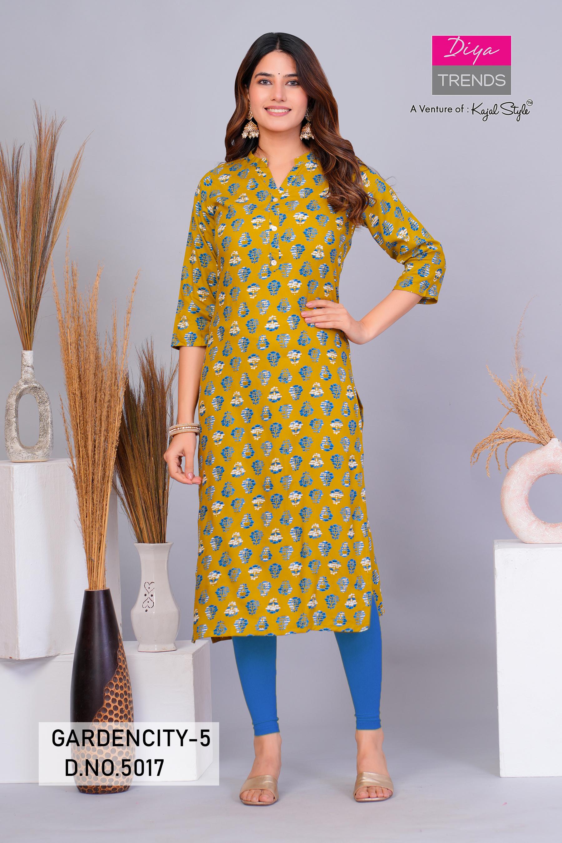 Garden City 5016 To 5030 By Diya Trends Streight Kurti Collection