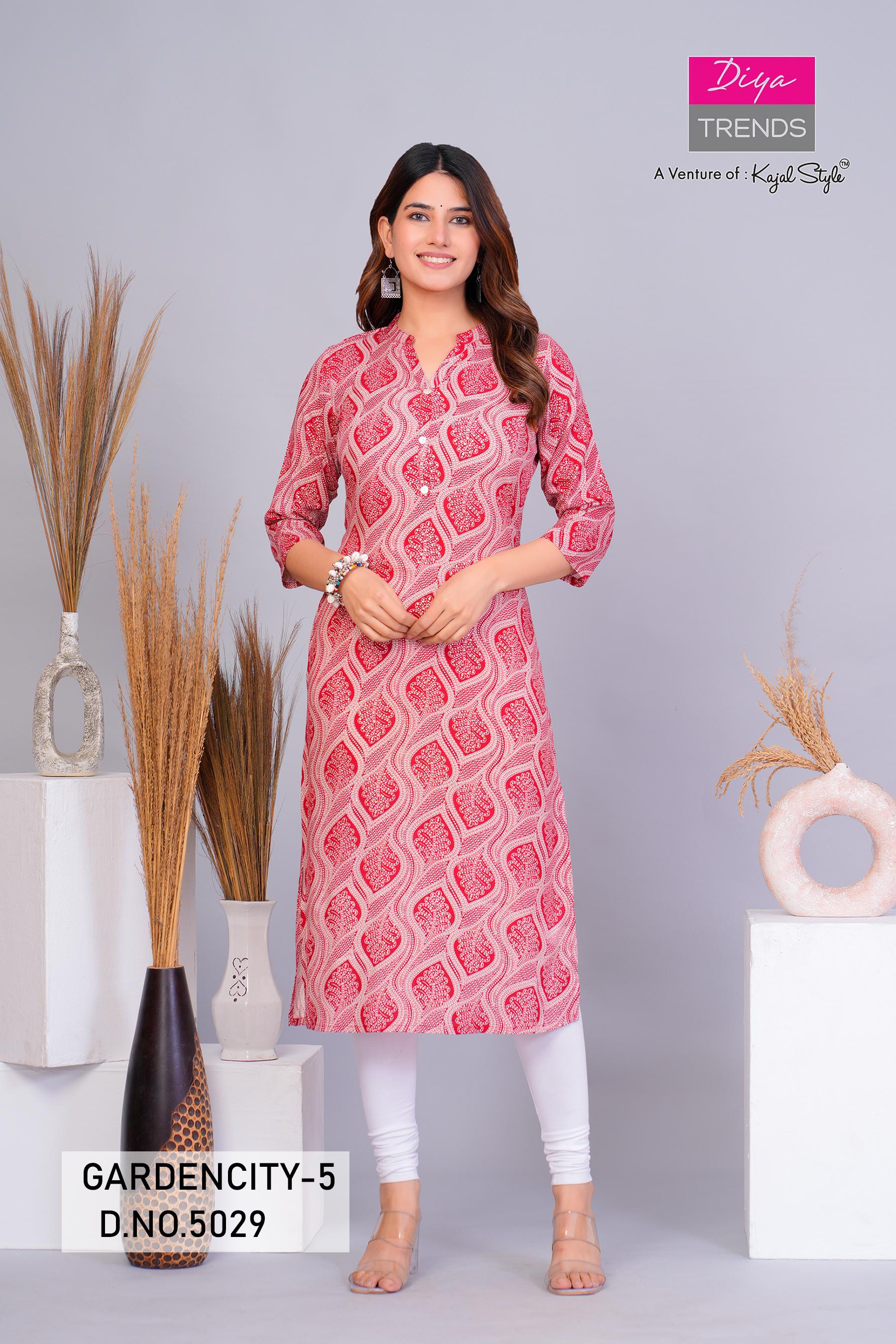 Garden City 5016 To 5030 By Diya Trends Streight Kurti Collection