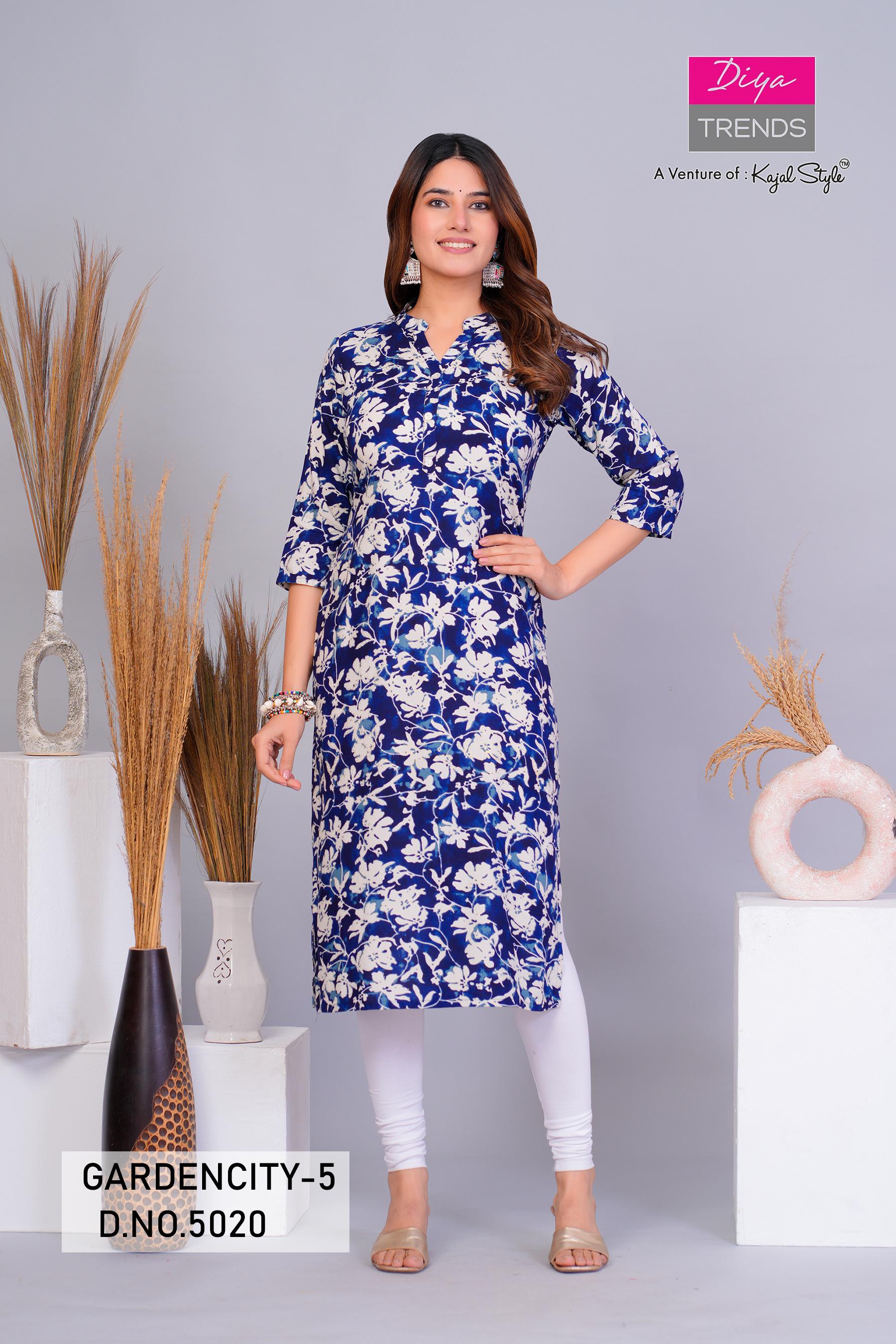 Garden City 5016 To 5030 By Diya Trends Streight Kurti Collection