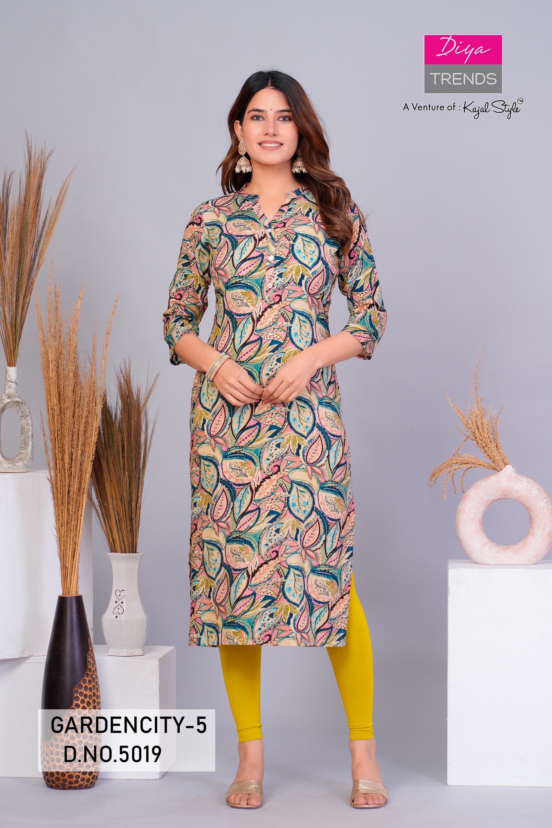 Garden City 5016 To 5030 By Diya Trends Streight Kurti Collection