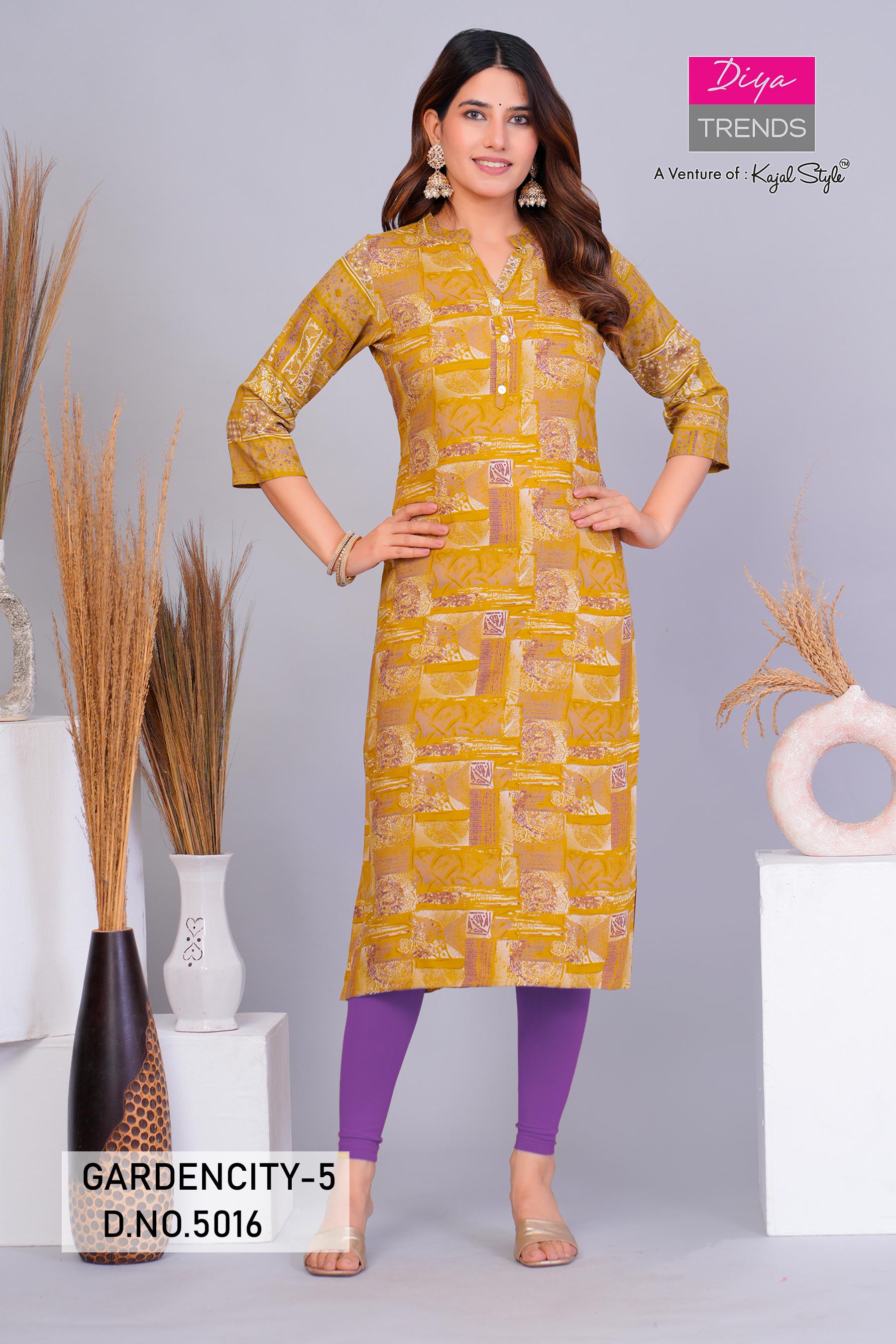 Garden City 5016 To 5030 By Diya Trends Streight Kurti Collection