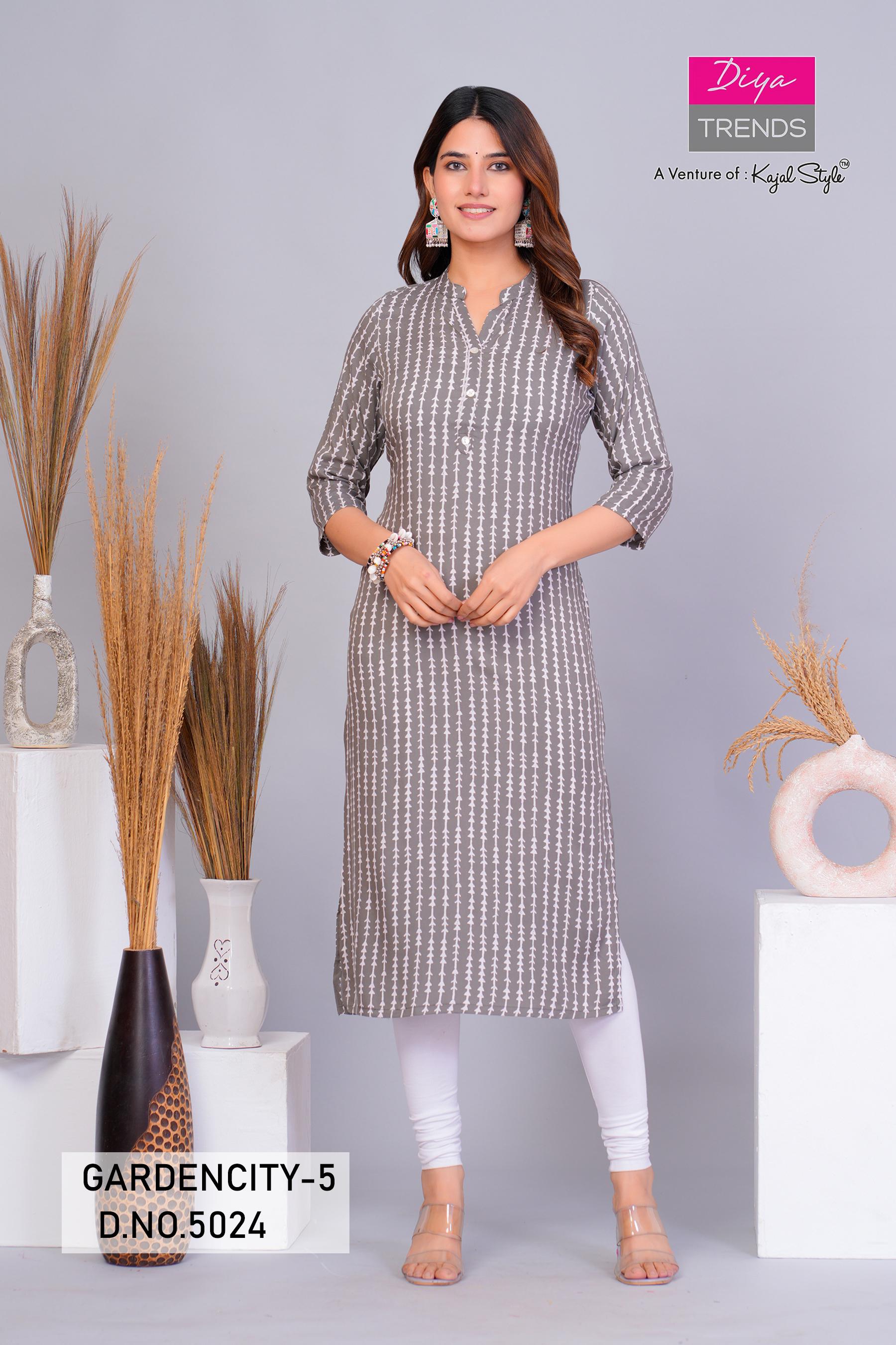 Garden City 5016 To 5030 By Diya Trends Streight Kurti Collection