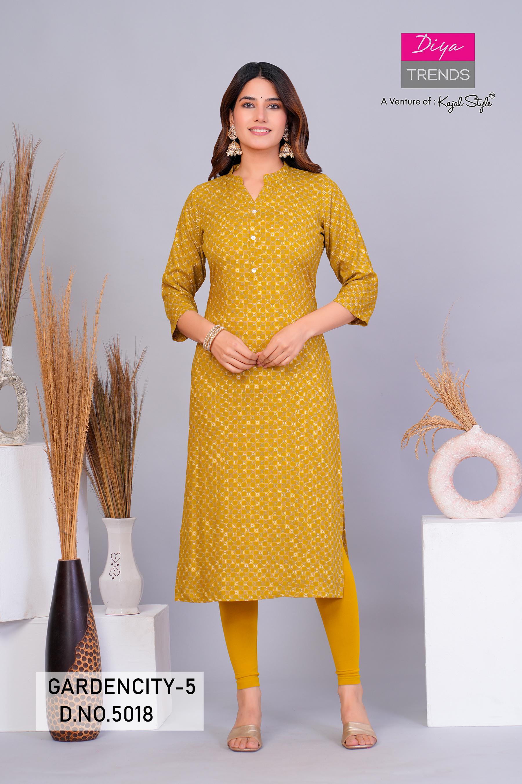 Garden City 5016 To 5030 By Diya Trends Streight Kurti Collection