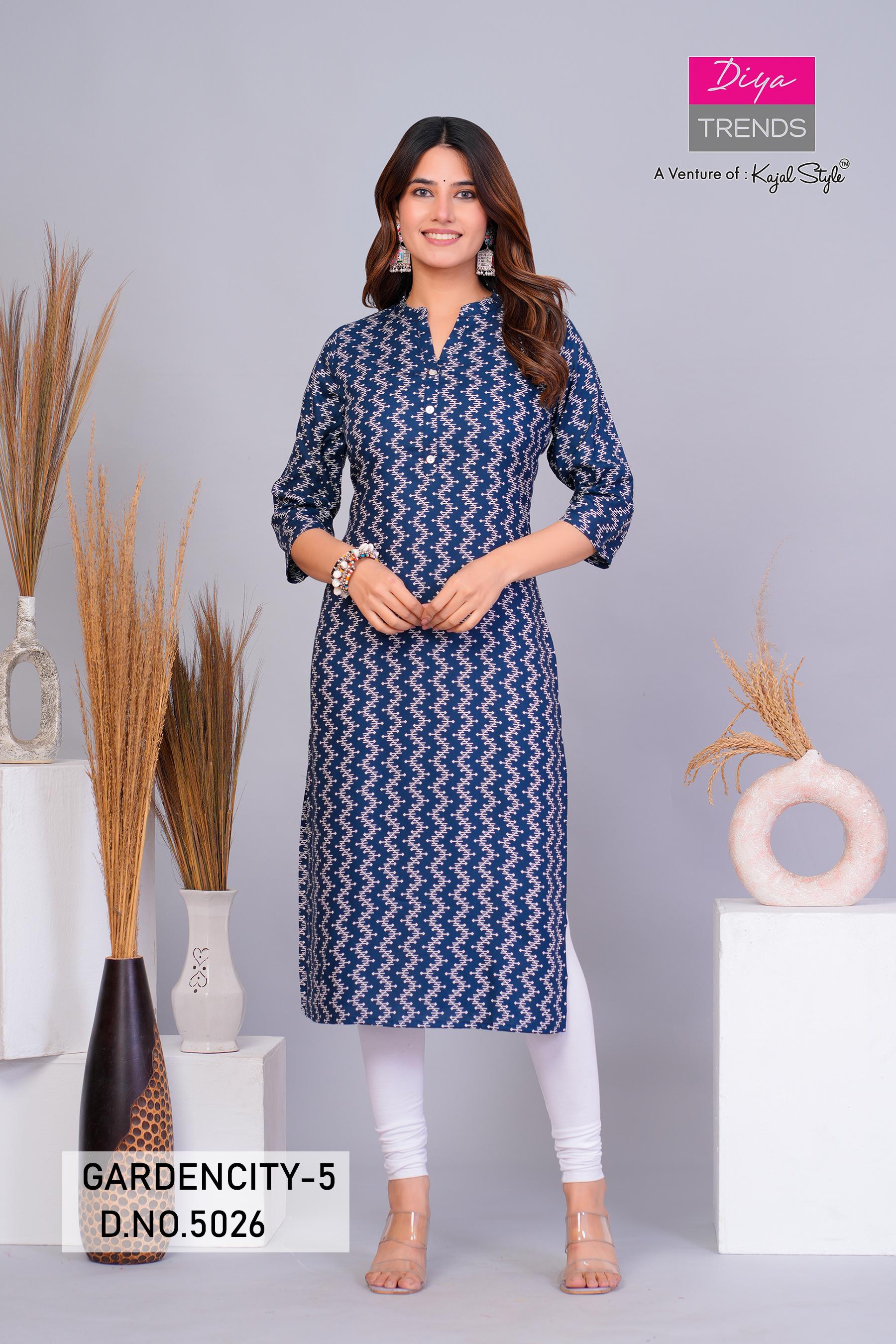 Garden City 5016 To 5030 By Diya Trends Streight Kurti Collection