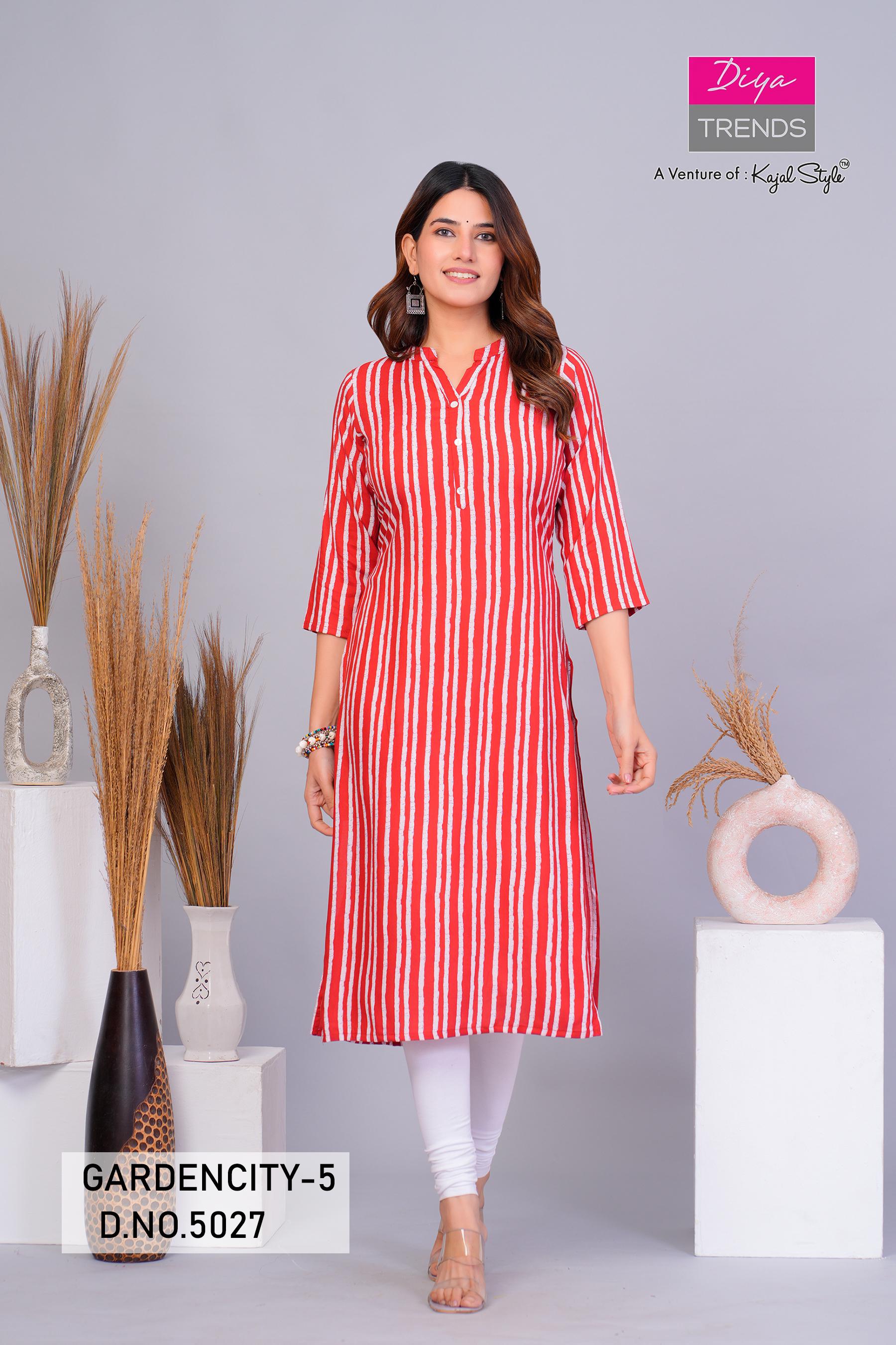 Garden City 5016 To 5030 By Diya Trends Streight Kurti Collection
