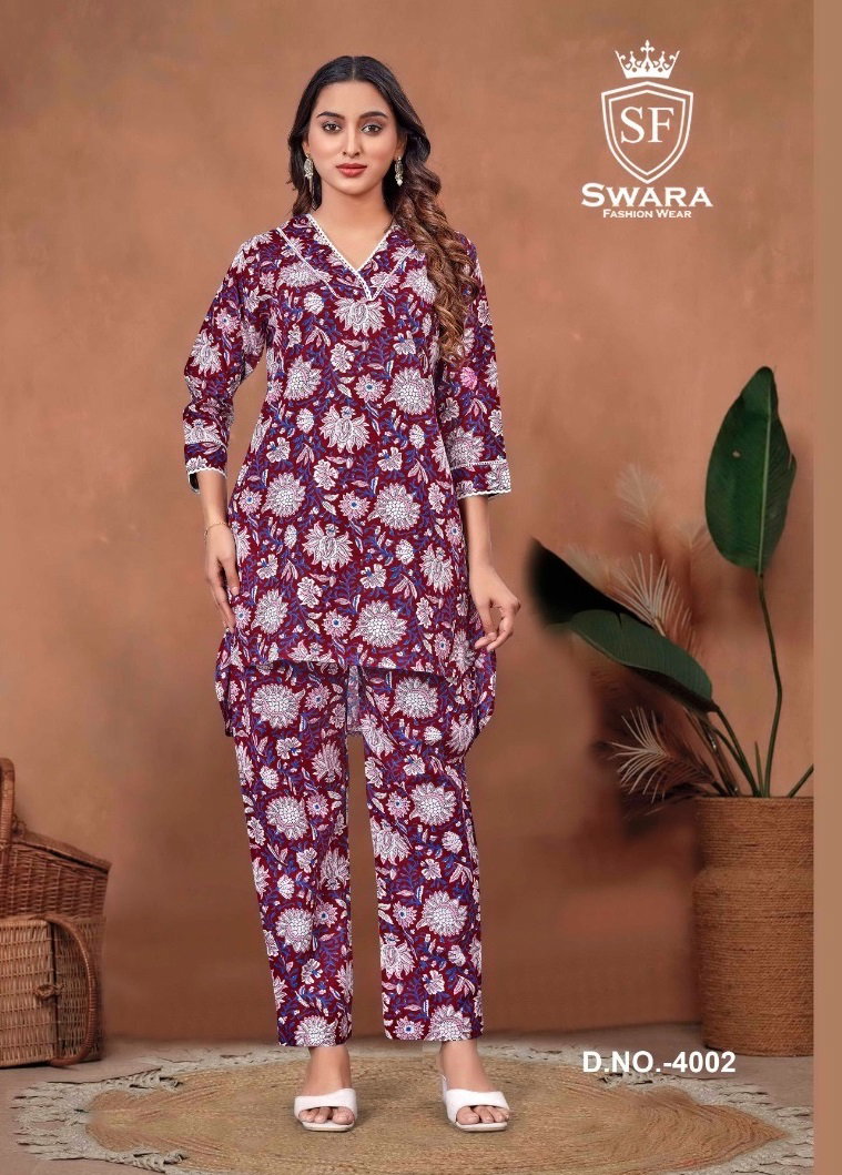 Swara Shree Vol 4 Jaipuri Prints Cambric Cotton Co Ord Set