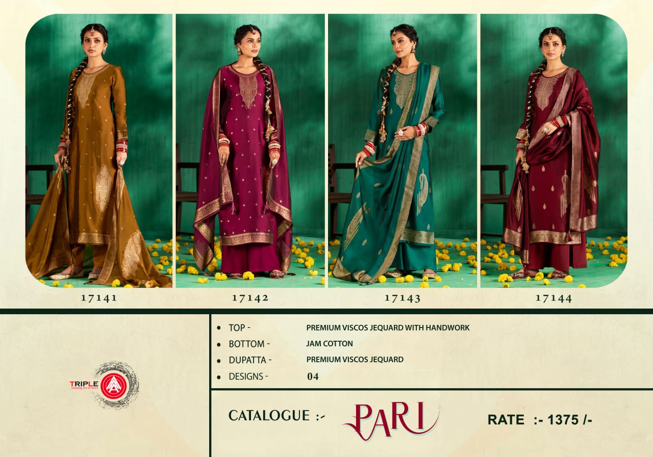 Triple Aaa Pari Viscose Jacquard Dress Material Collection