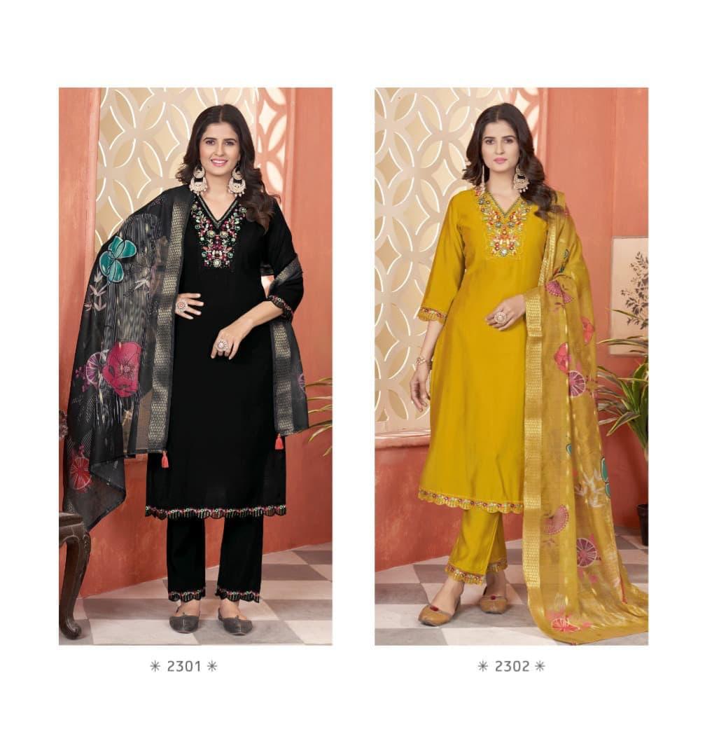 Zeeya Rohini Roman Silk Ready Made Suit Collection