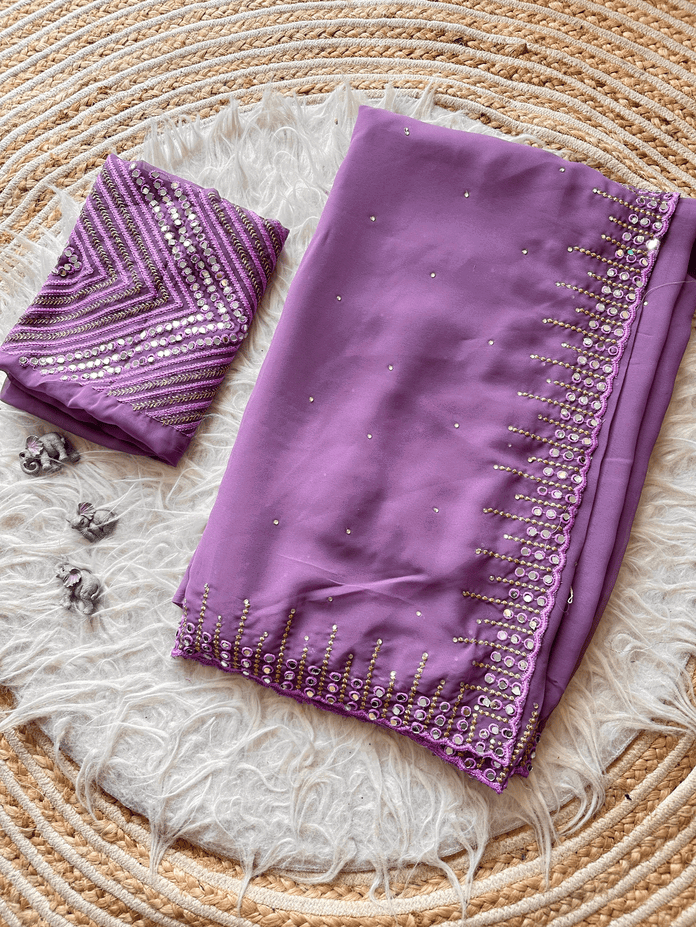 Merry 02 Embroidered Premium Georgette Saree Collection