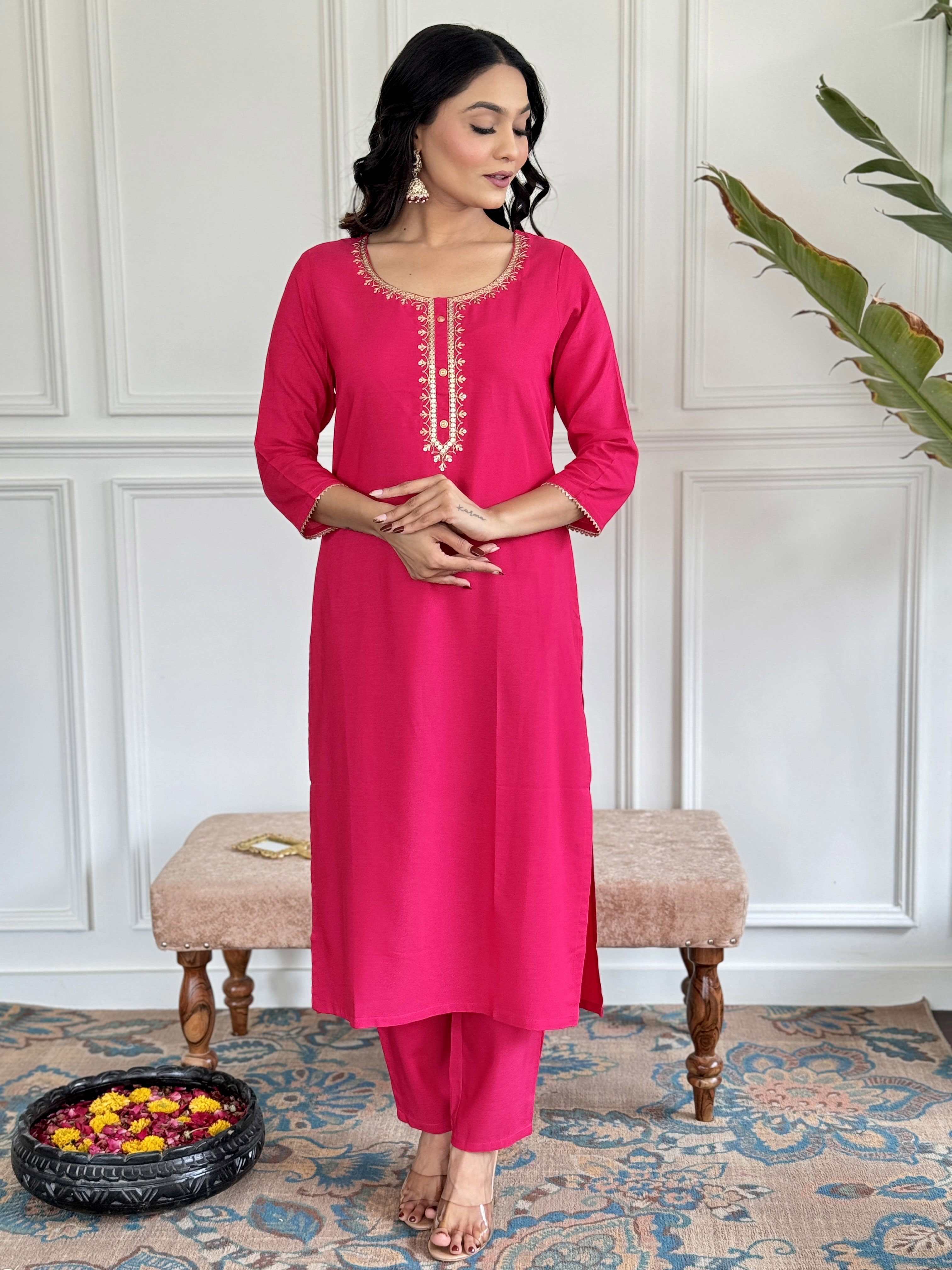 KUSUMA-460 Gajri Viscose Kurti Bottom With Dupatta
