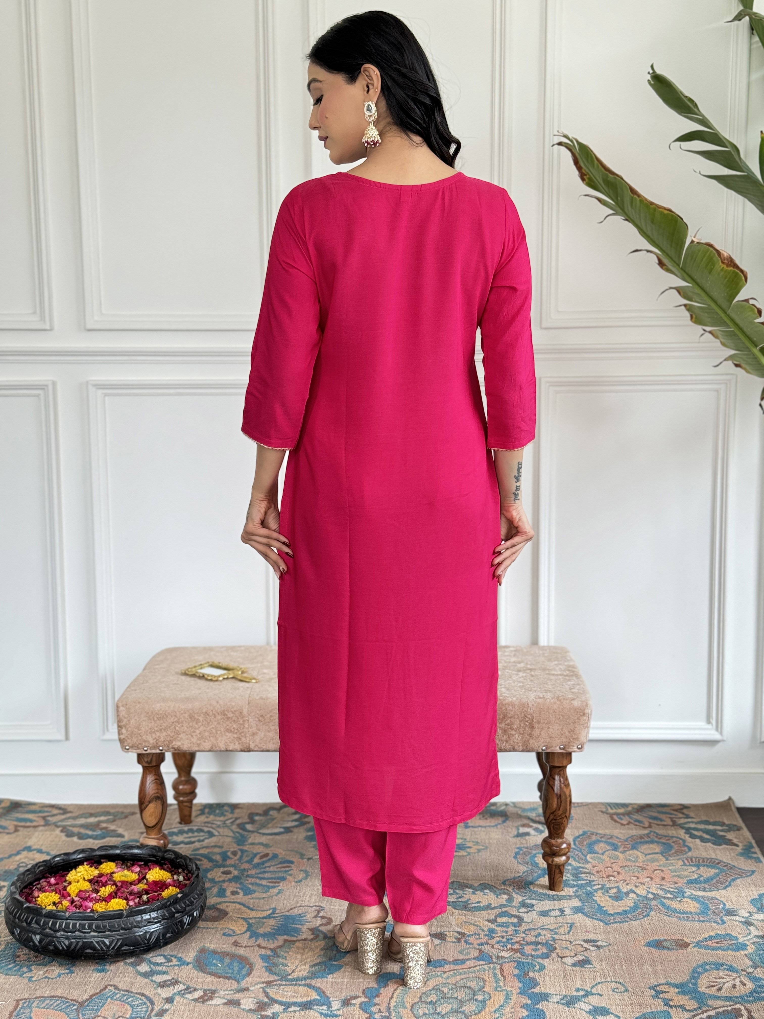 KUSUMA-460 Gajri Viscose Kurti Bottom With Dupatta