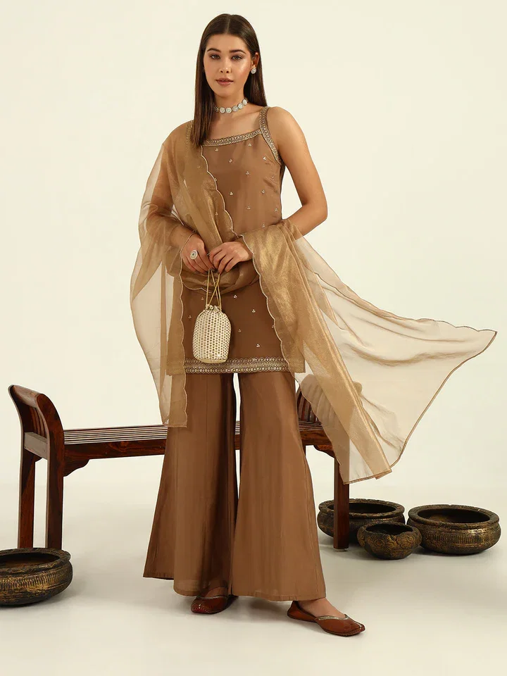 FIORRA SET0176 To SET0179 Women's Lavender Viscose Chanderi Straight Kurta with Palazzo and Dupatta