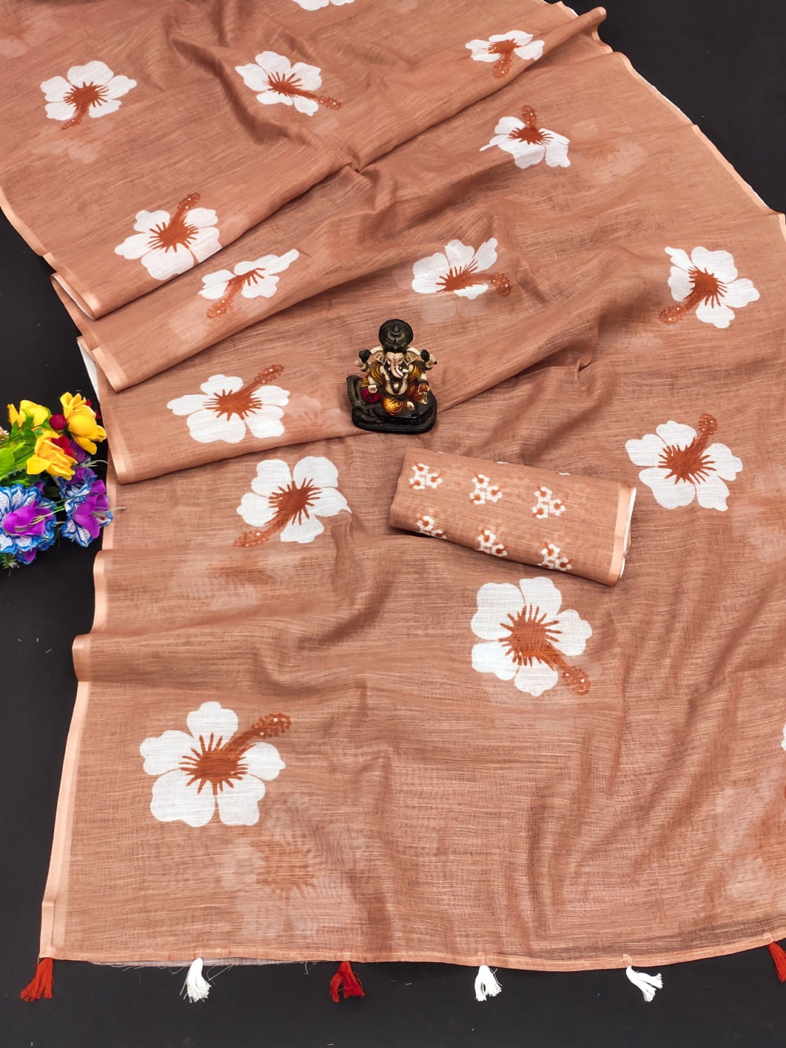 Vc Champa 2 Linen Cotton Printed Fancy Saree Collection