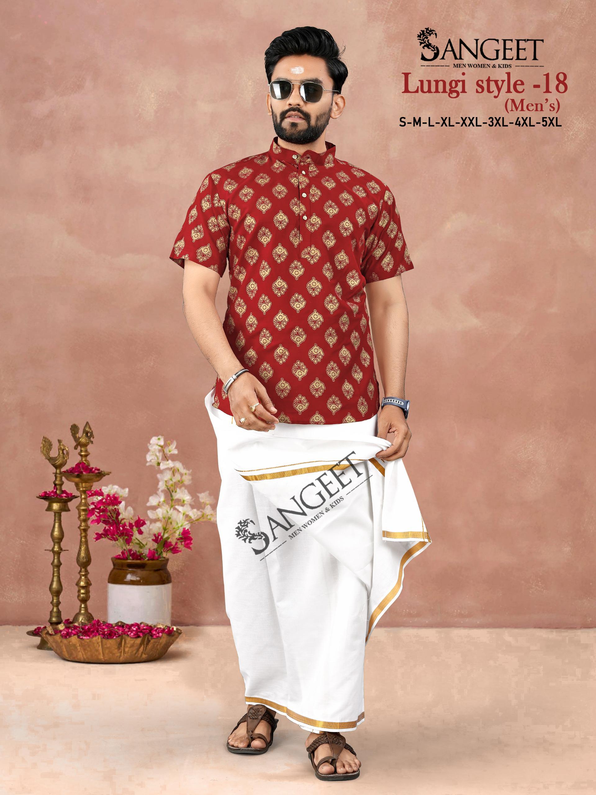 Lungi Style Vol 18 Rayon Gold Printed Mens Shirts Collection