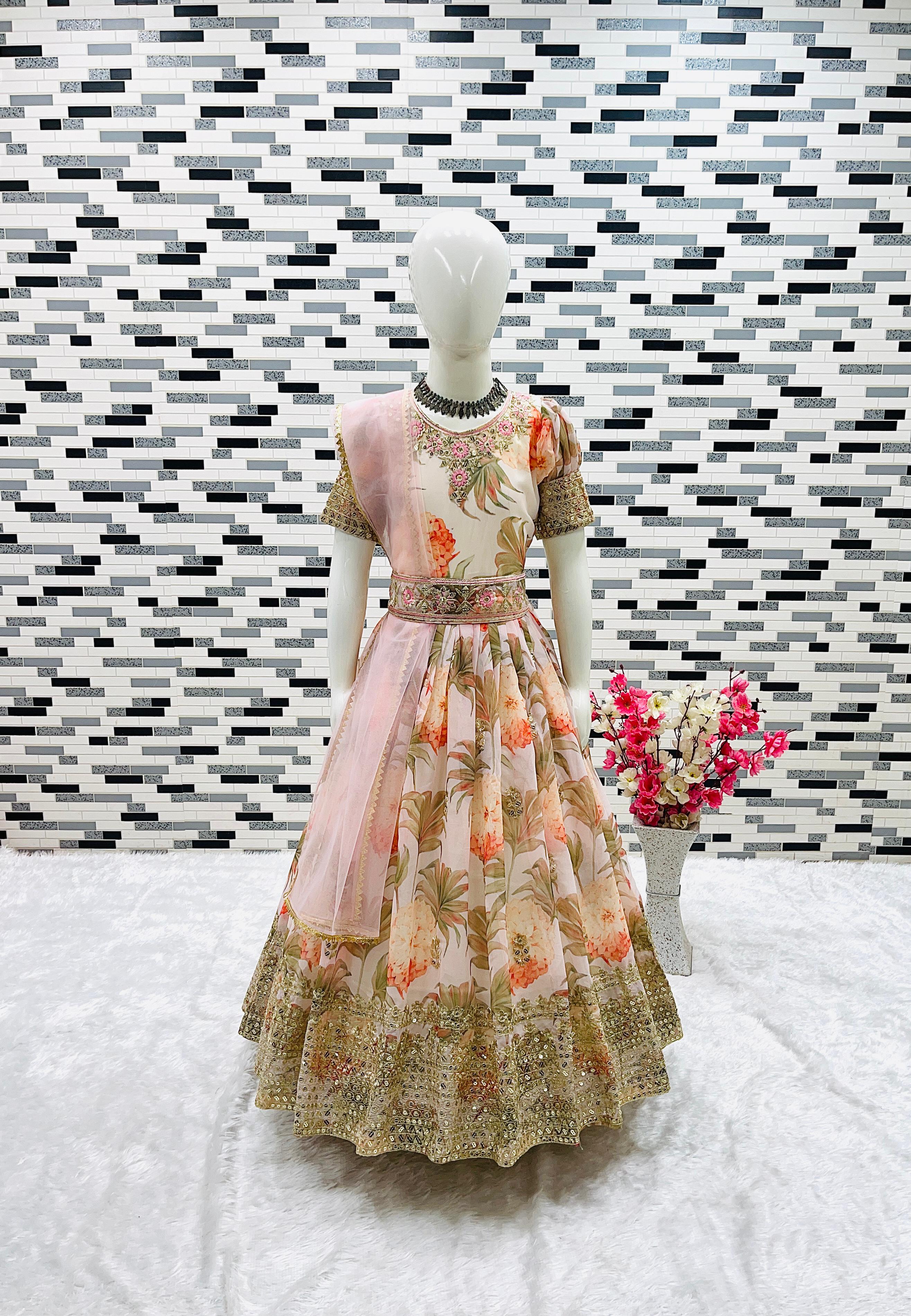 AD-152 Fox Georgette Ready To Wear Kids Gown 