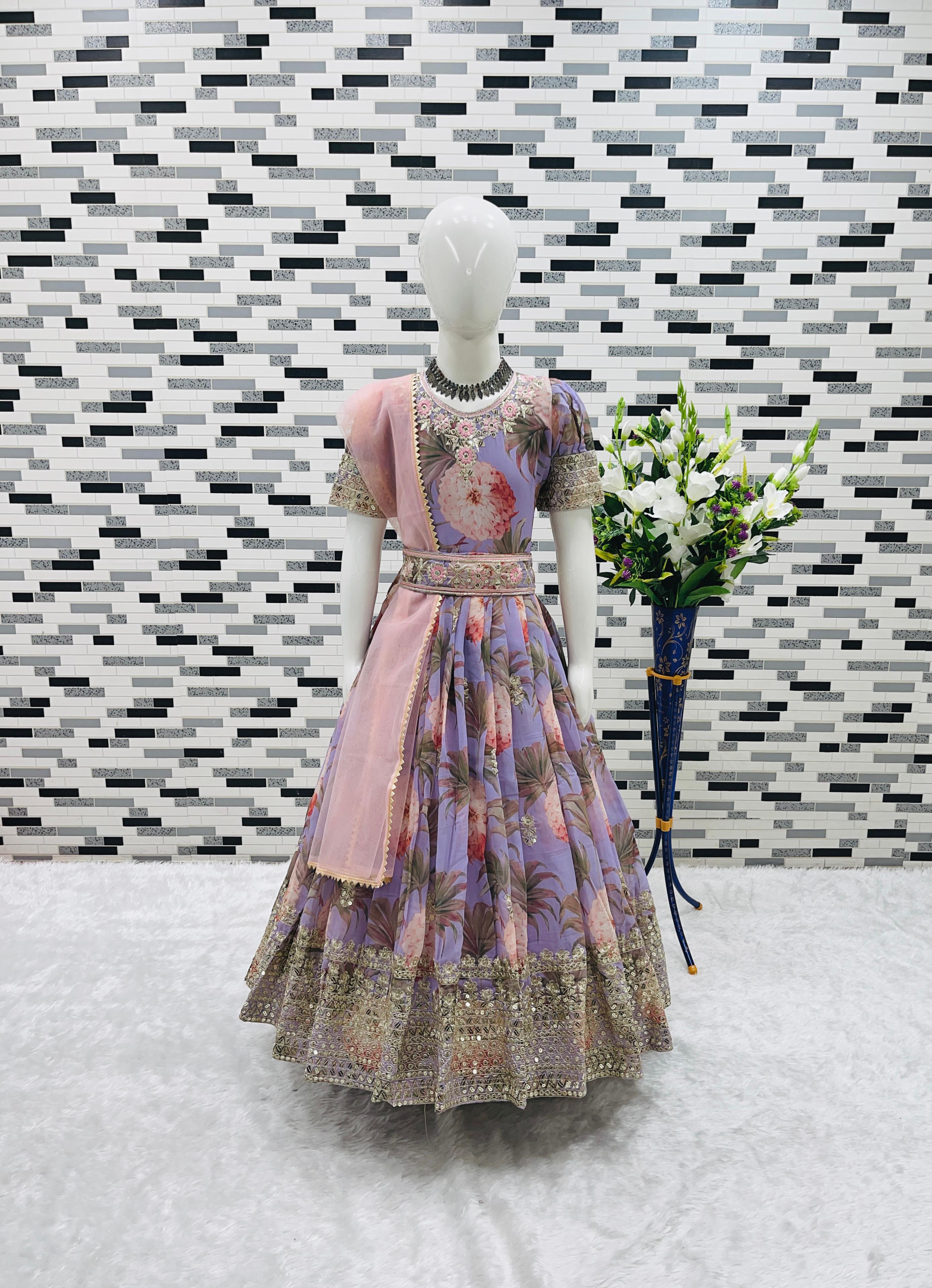 AD-152 Fox Georgette Ready To Wear Kids Gown 