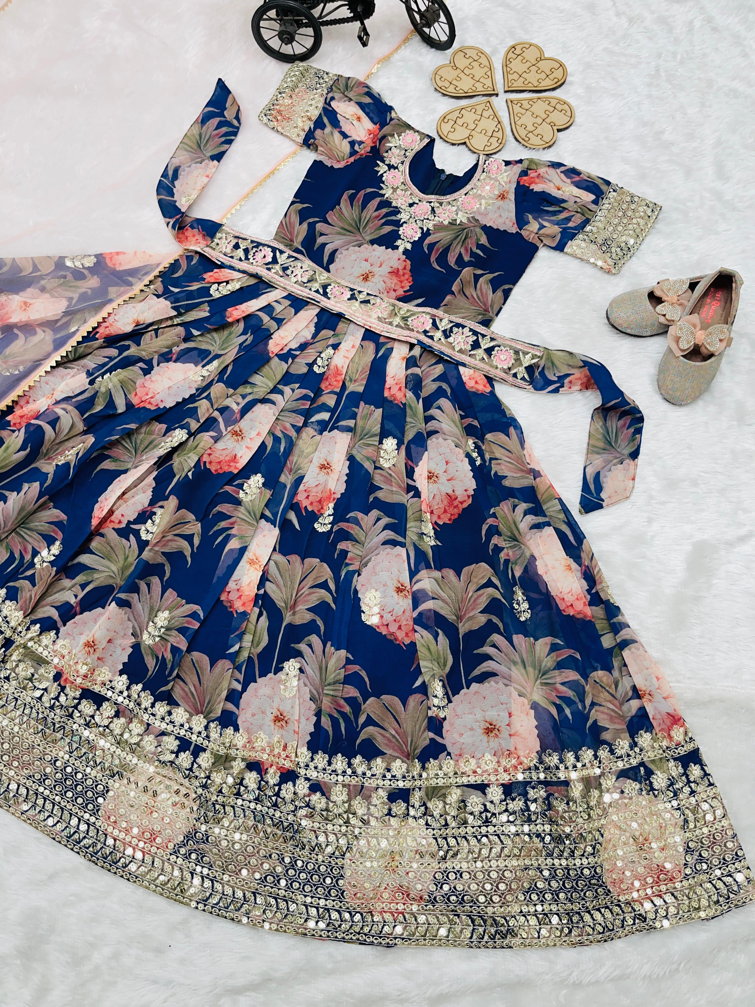 AD-152 Fox Georgette Ready To Wear Kids Gown 