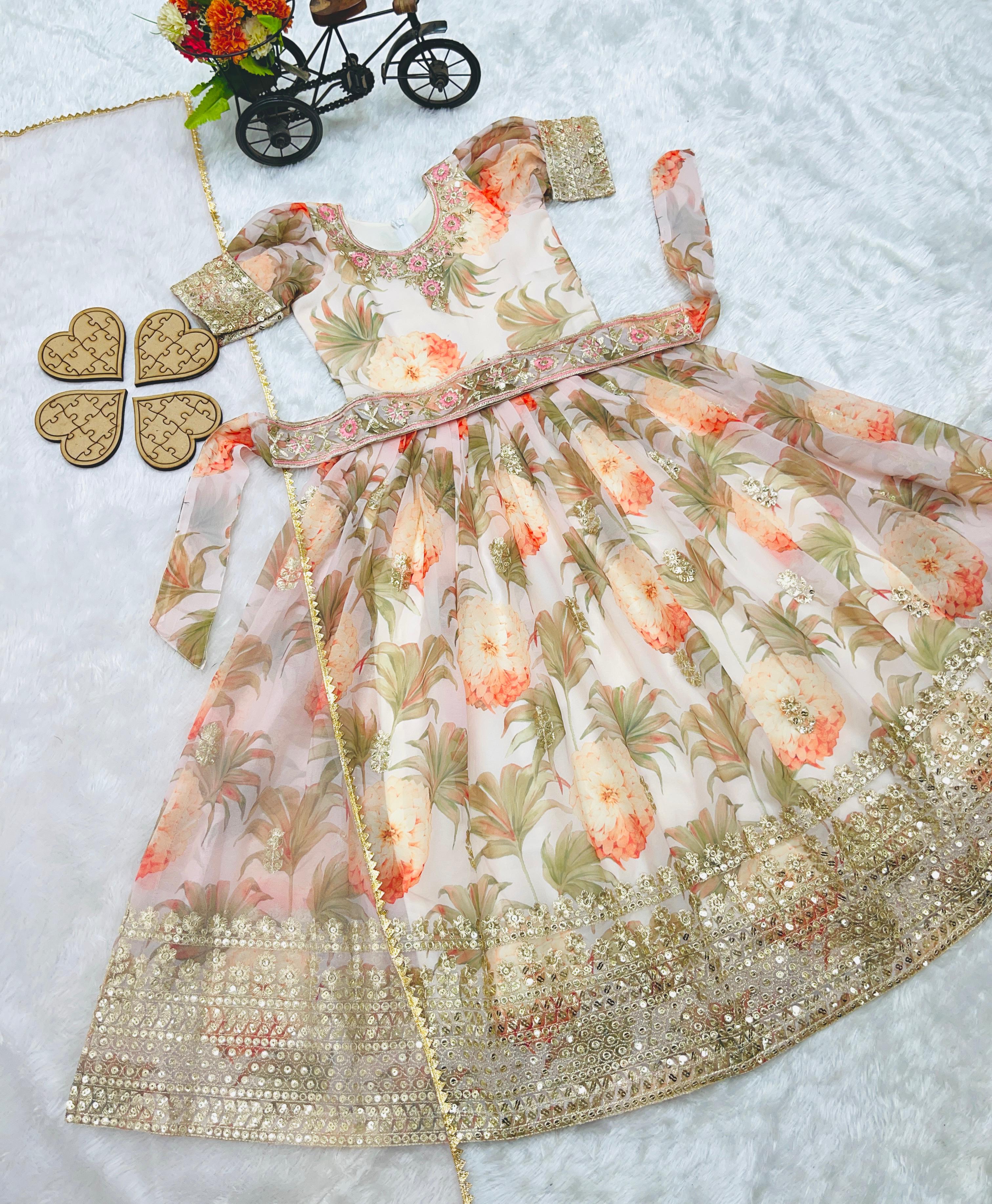 AD-152 Fox Georgette Ready To Wear Kids Gown 