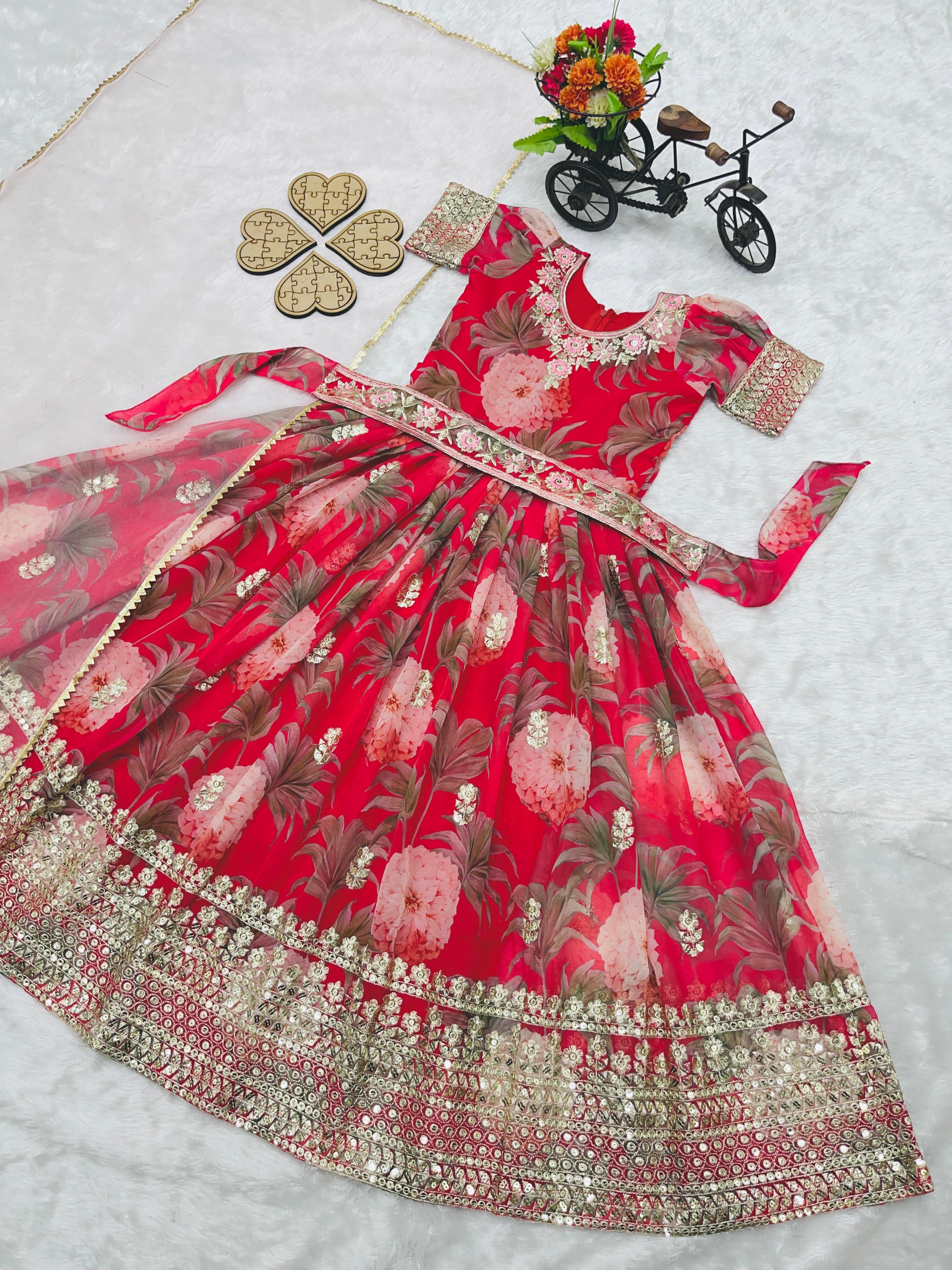 AD-152 Fox Georgette Ready To Wear Kids Gown 