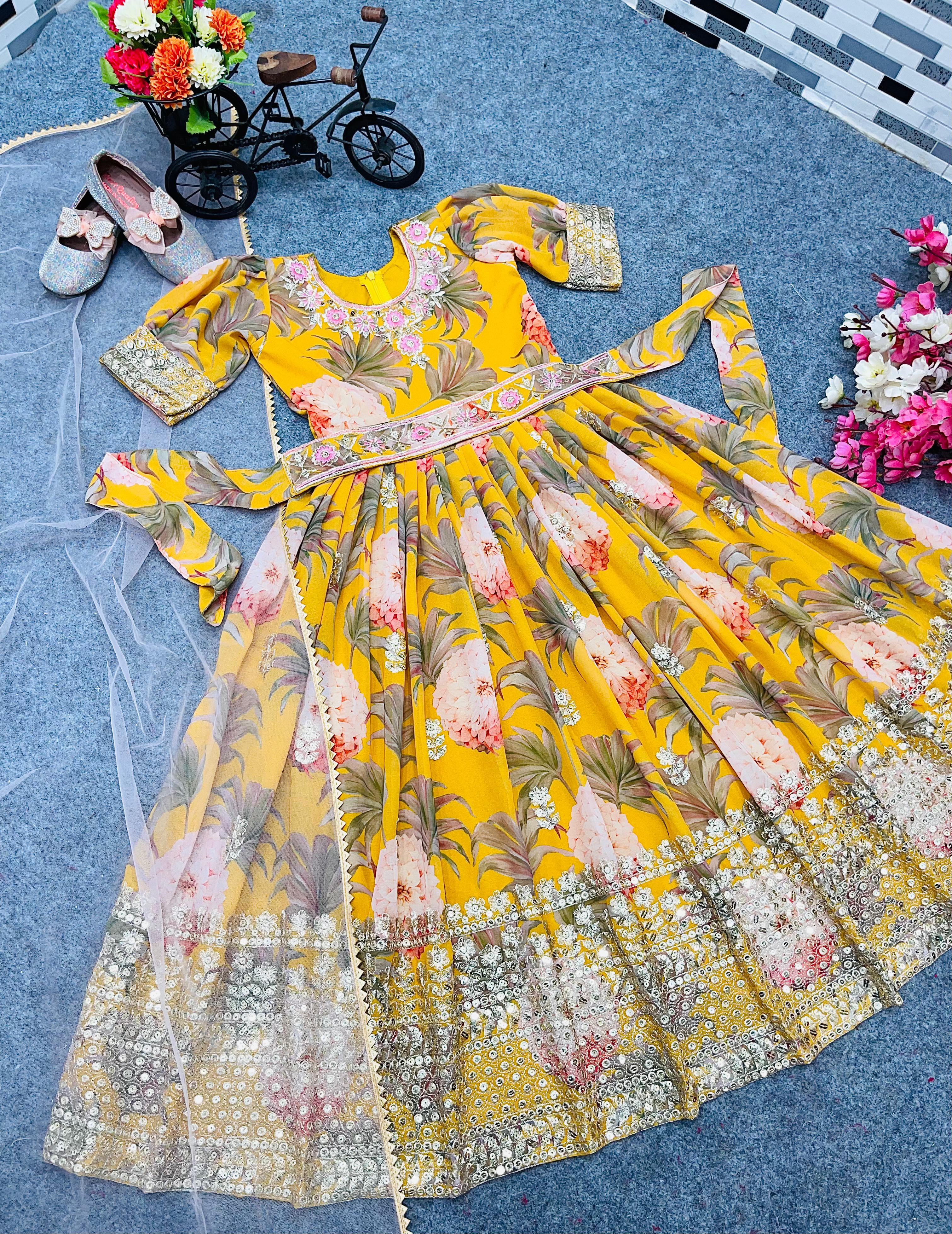 AD-152 Fox Georgette Ready To Wear Kids Gown 
