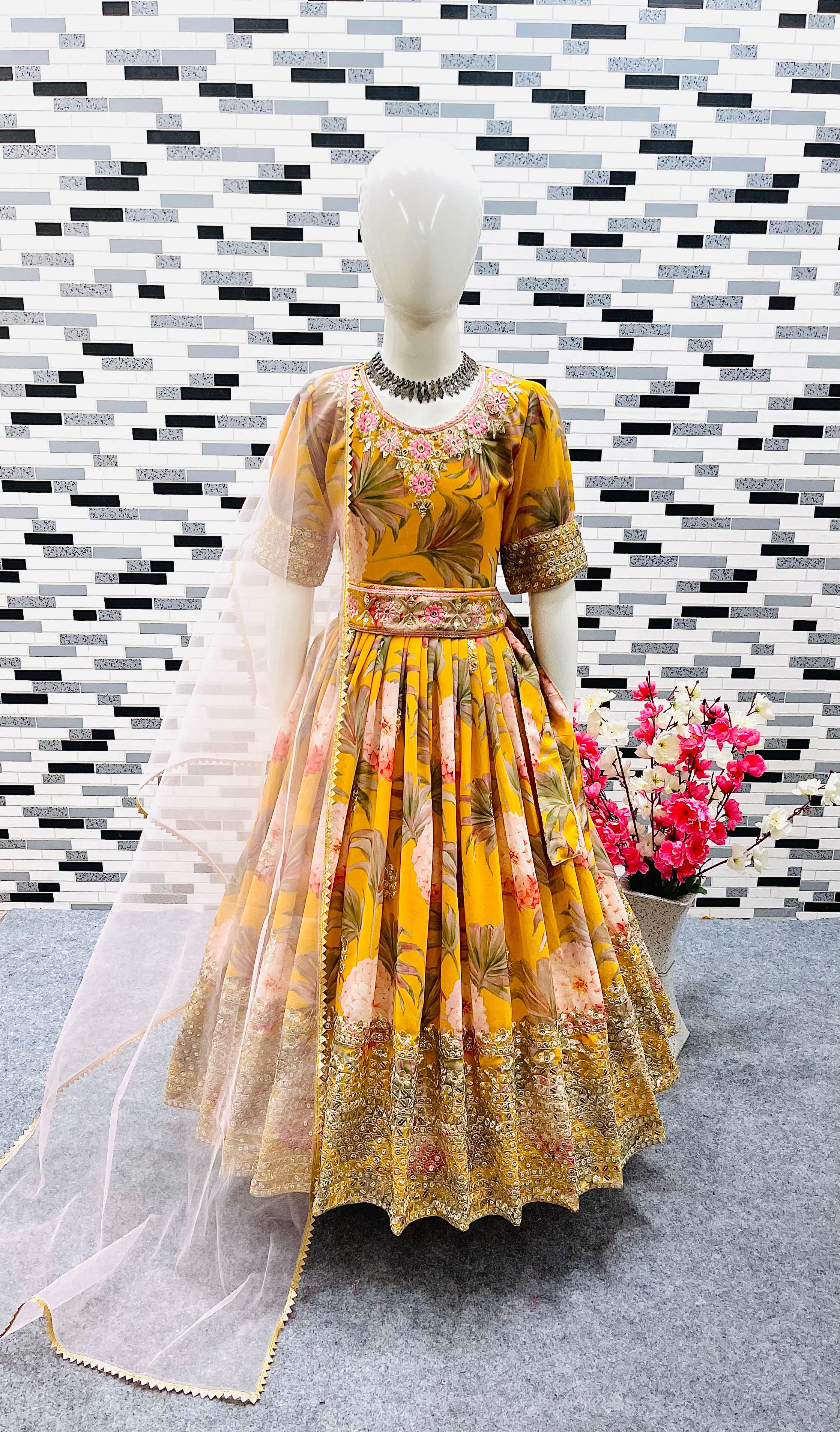 AD-152 Fox Georgette Ready To Wear Kids Gown 
