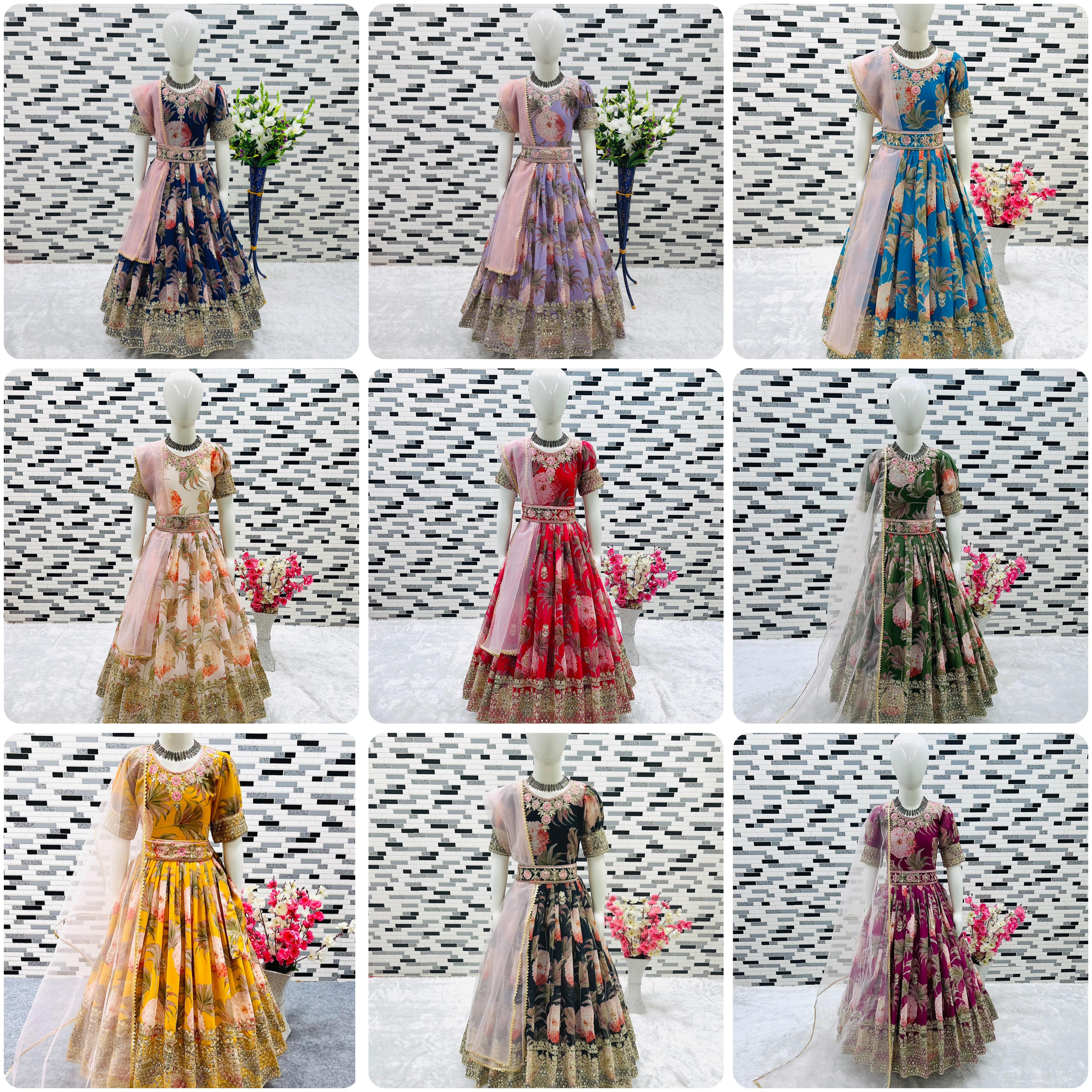 AD-152 Fox Georgette Ready To Wear Kids Gown 