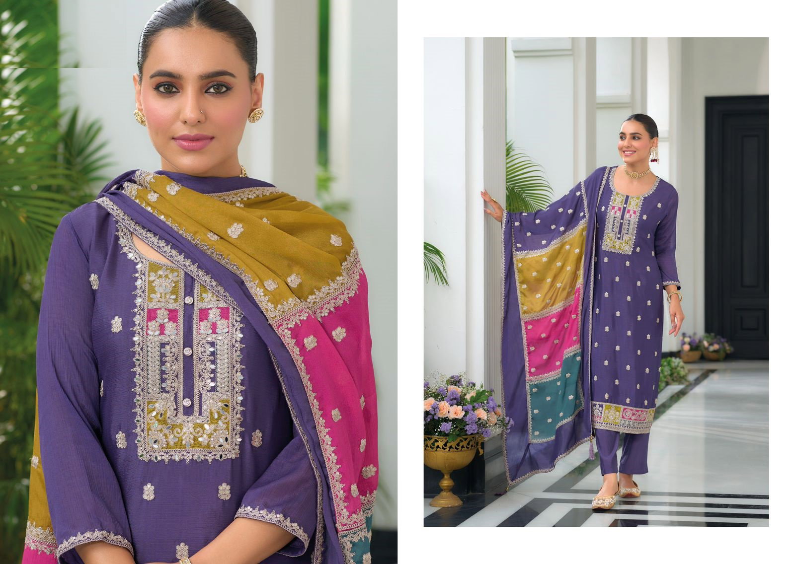 Twisha 1379 To 1382 Beautiful Chinon Embroidered Salwar Suits Collection
