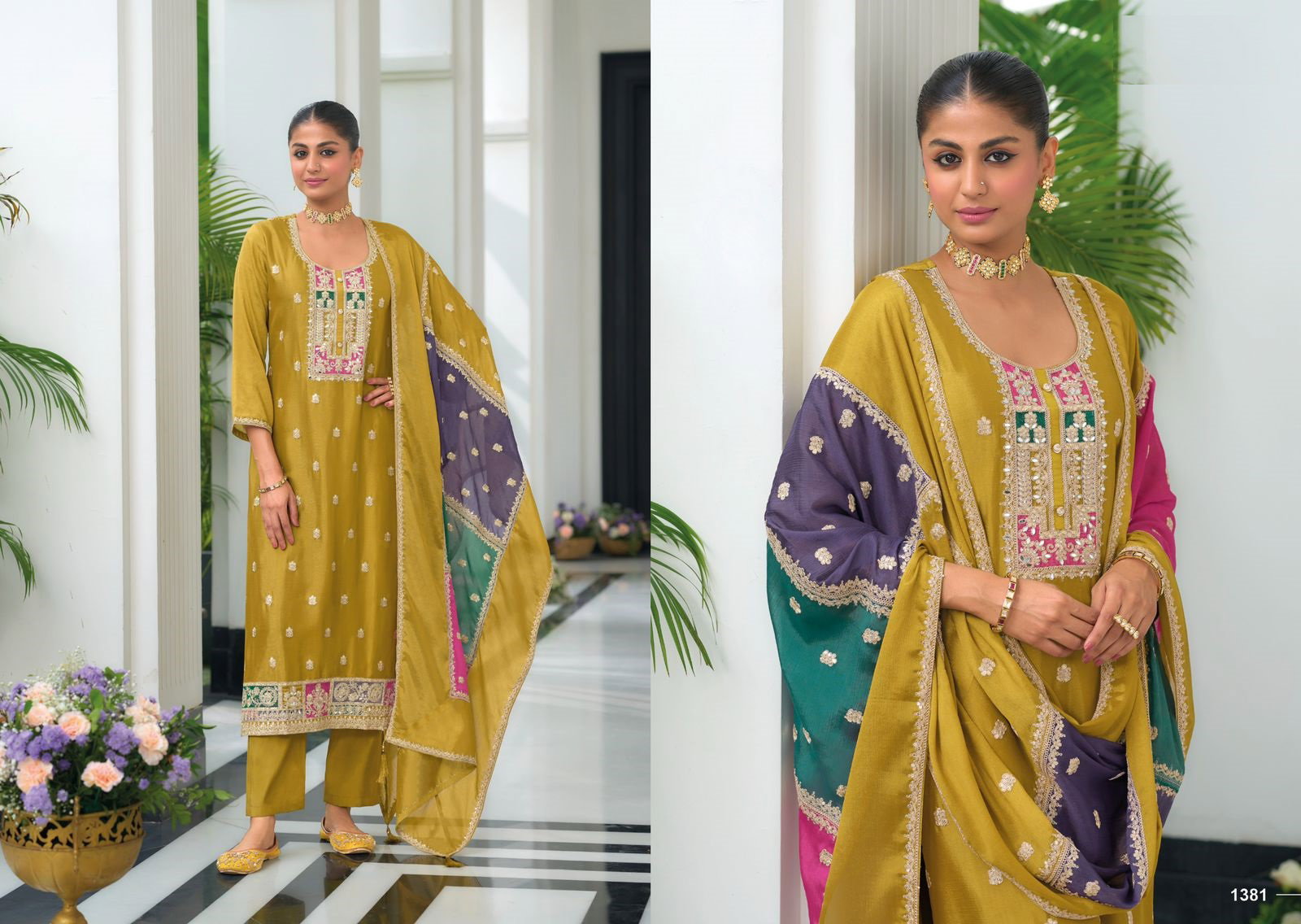 Twisha 1379 To 1382 Beautiful Chinon Embroidered Salwar Suits Collection