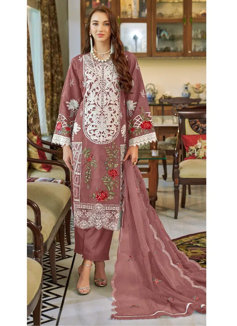 Fepic C 1926 Rosemeen Organza Embroidery Pakistani Suits