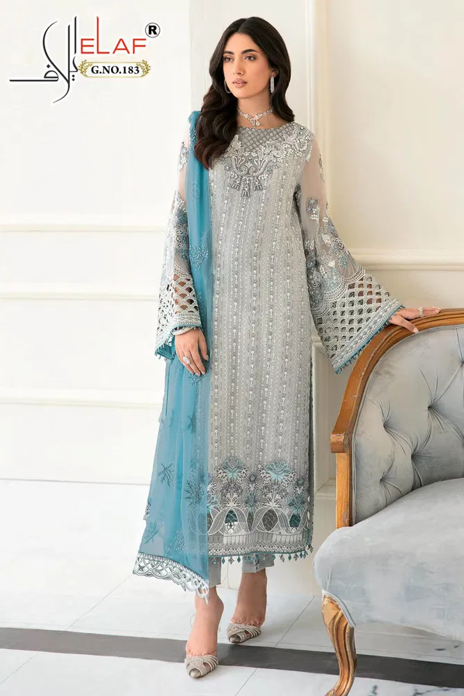 Elaf 183 Fancy Festive Wear Georgette Embroidered Designer Pakistani Salwar Suits 