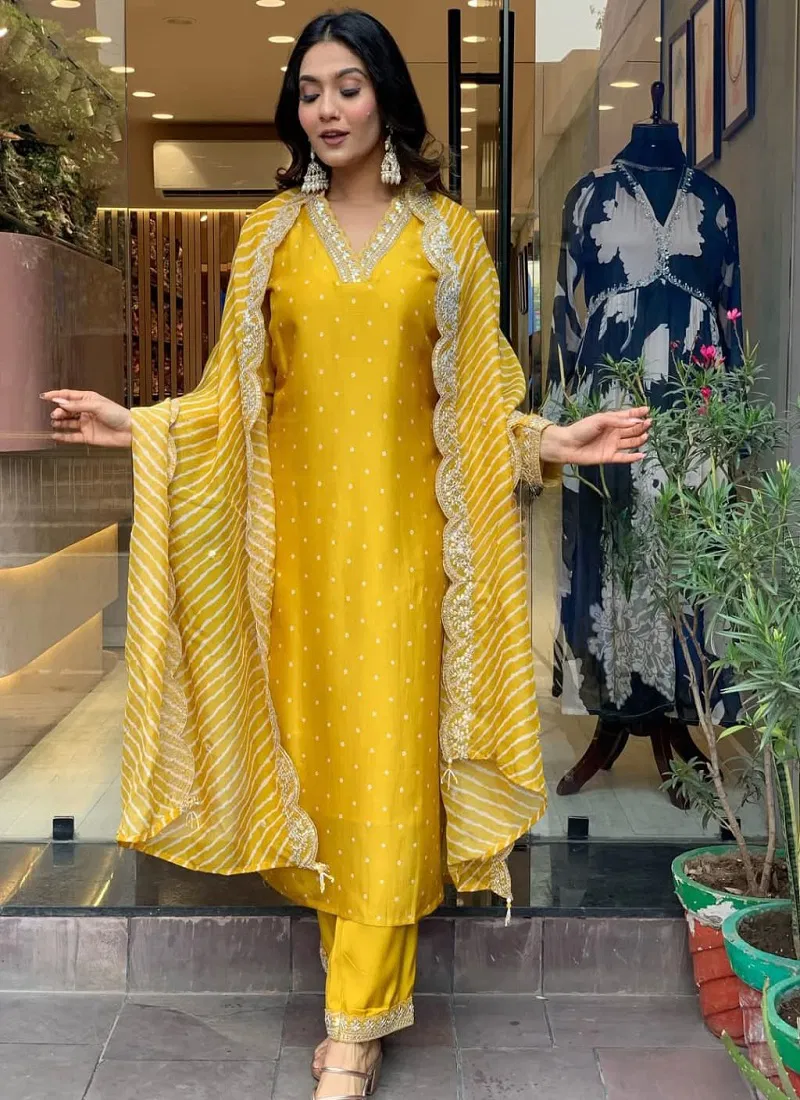 KF 1010 Kalaai Chanderi Silk Kurti With Bottom Dupatta