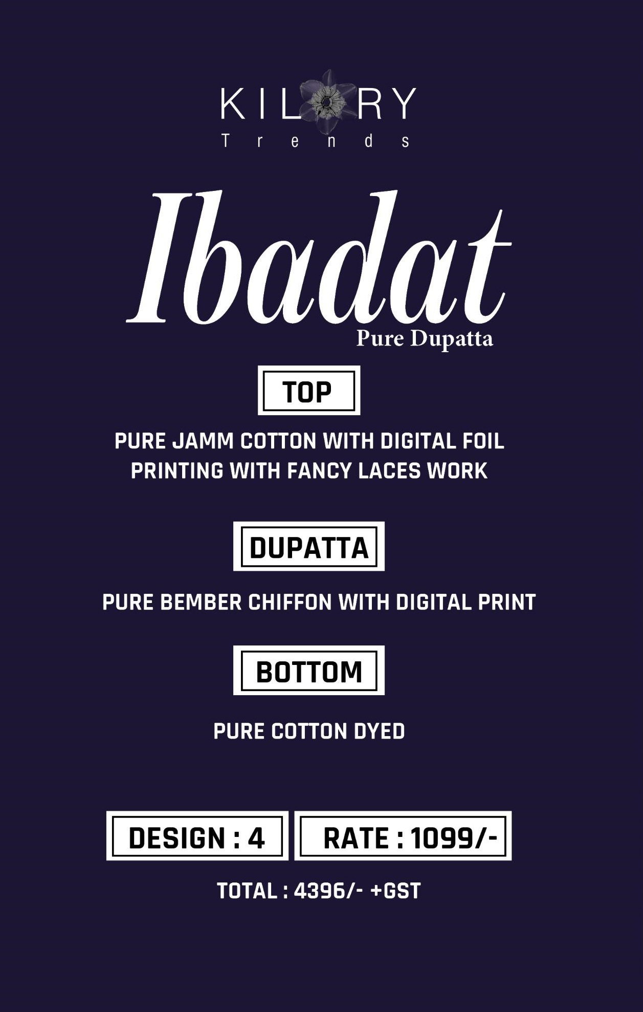 Kilory Ibadat Jam Cotton Digital Foil Printed Salwar Kameez
