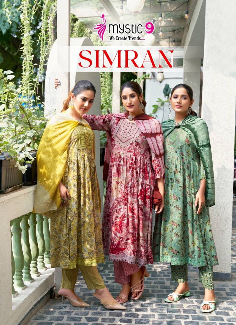 Mystic 9 Simran Vol 07 Rayon Foil Printed Kurti Bottom With Dupatta