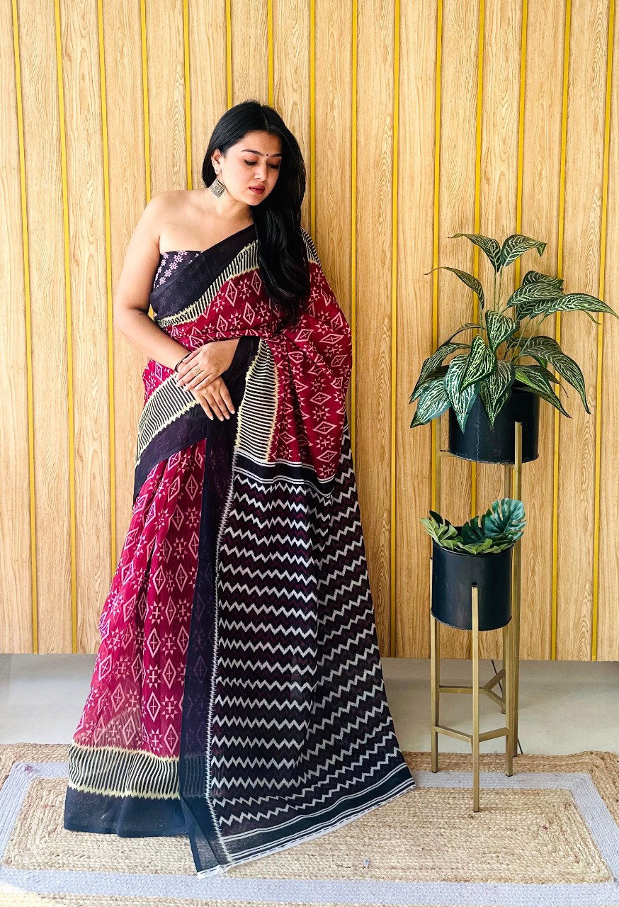 Vc Sita 5 Beautiful Batik Printed Linen Saree Collection