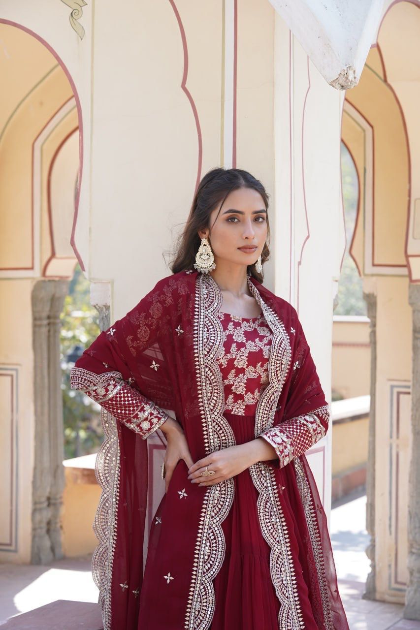 Lekha GW-9155 Fancy Gown With Embroidered Dupatta Collection