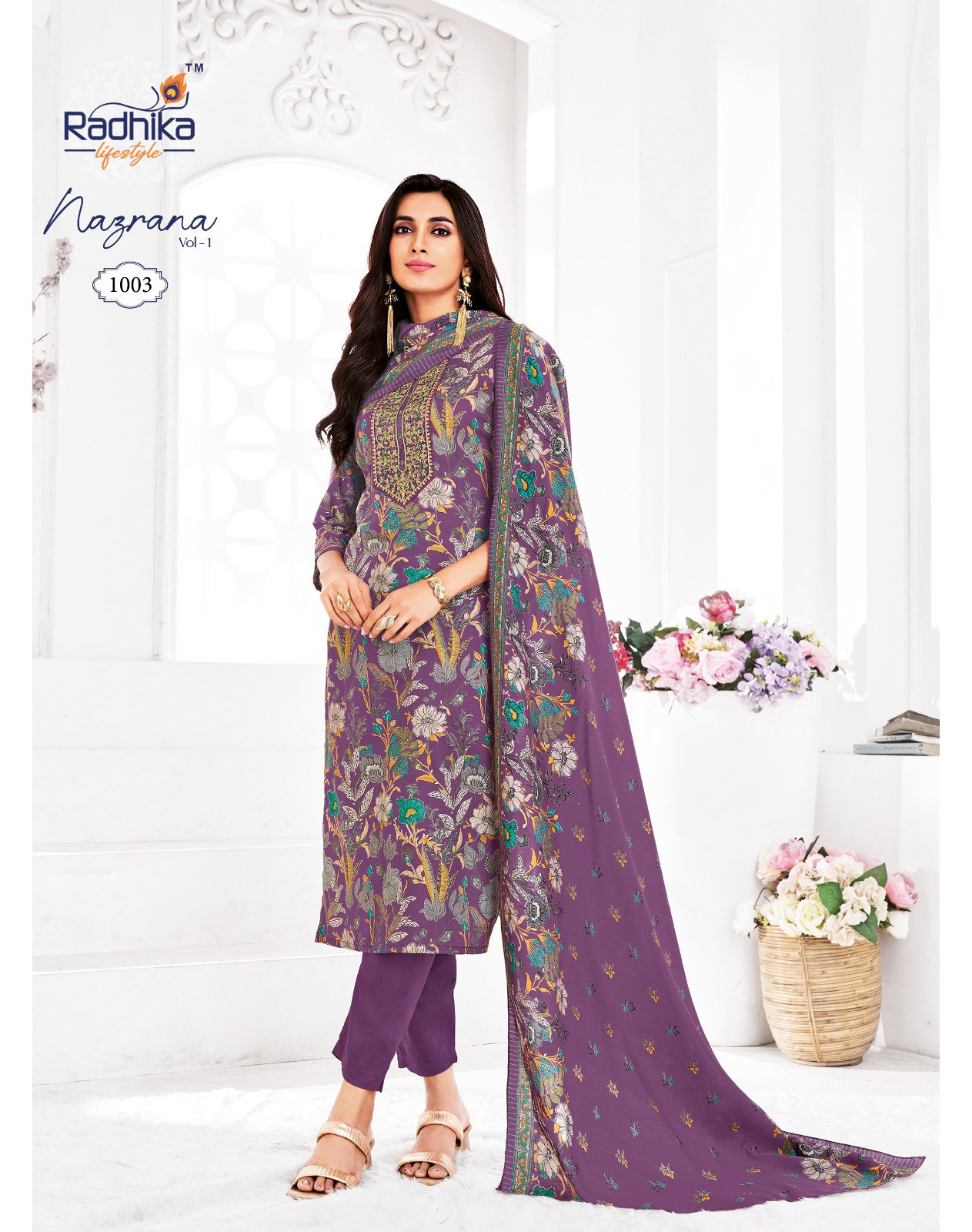 Radhika Nazrana Vol 1 Jam Satin Kurti Bottom With Dupatta