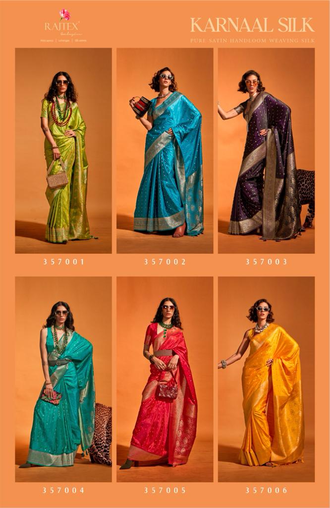 Rajtex Karnaal Silk Satin Handloom Weaving Saree Collection