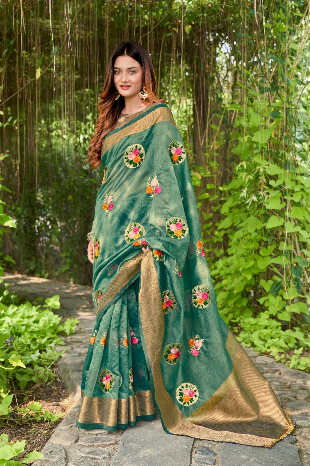 Nikita 1 Fancy Printed Embroidered Cotton Saree Collection