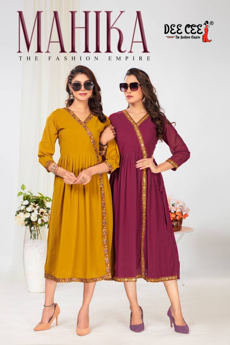 Deecee Mahika Plain Georgette Fancy Kurtis Collection