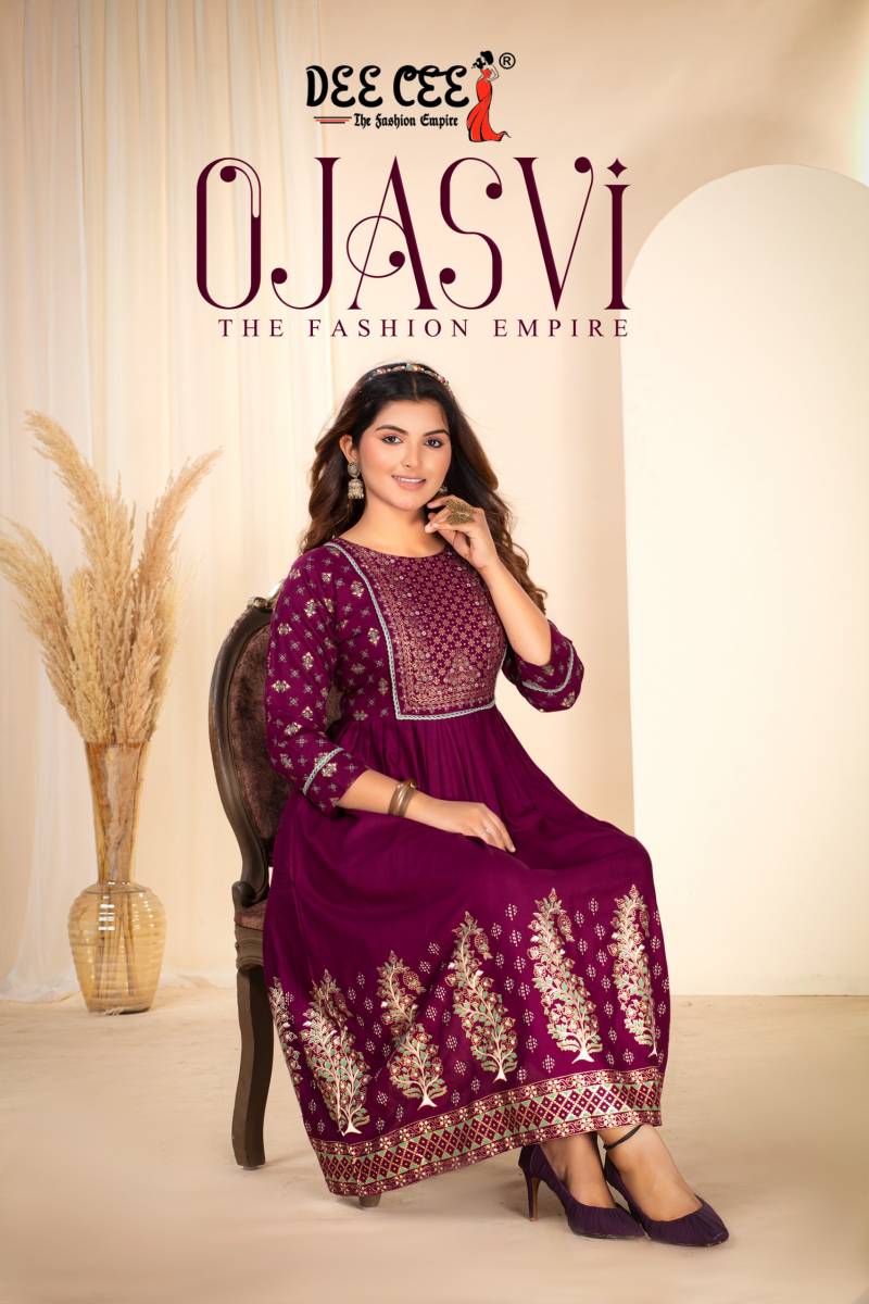 Deecee Ojasvi Flared Printed Rayon Anarkali Kurtis Collection