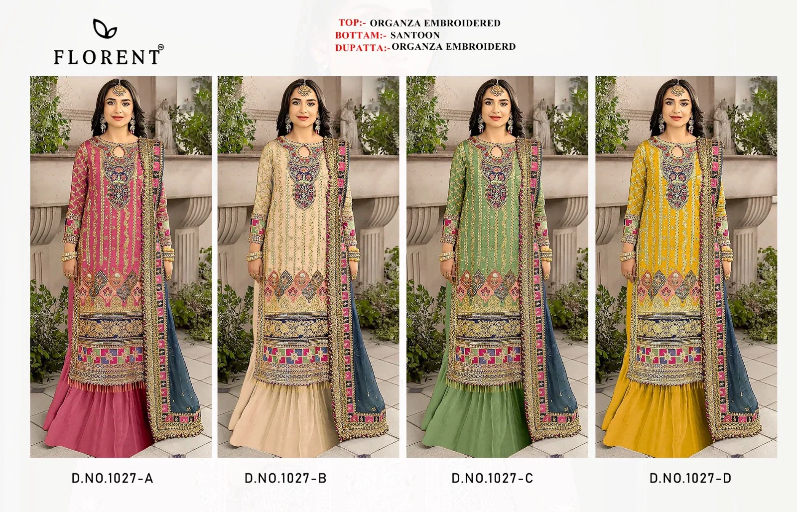 Florent 1027 A To D Embroidered Pakistani  Suits