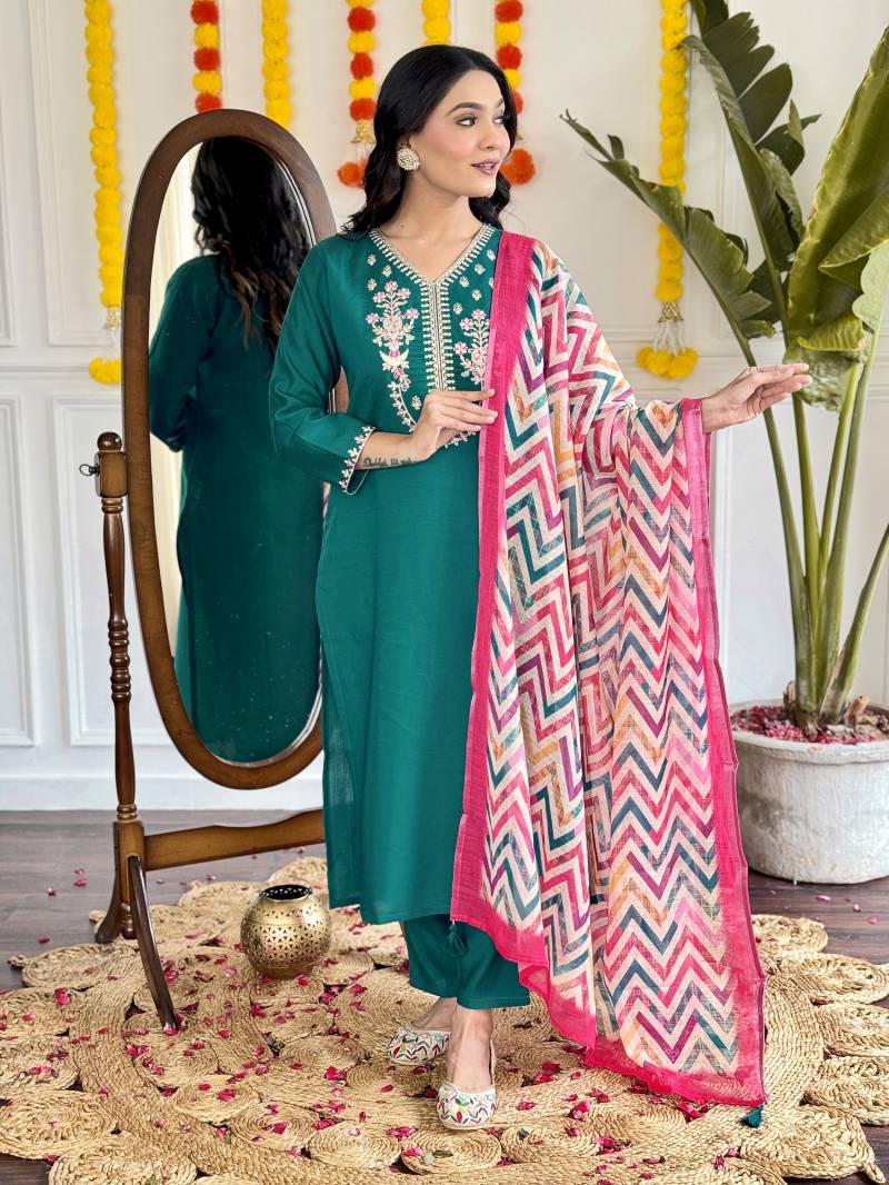 Lavina 1 Viscose Chanderi Kurti Bottom With Dupatta