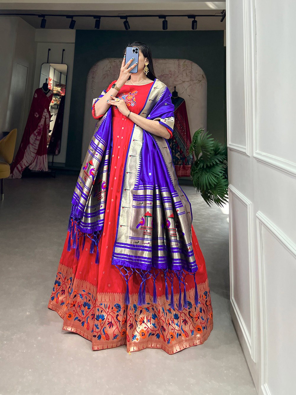 Lekha GW-5302  Fancy Silk Gown With Zari Weaving Dupatta Collection