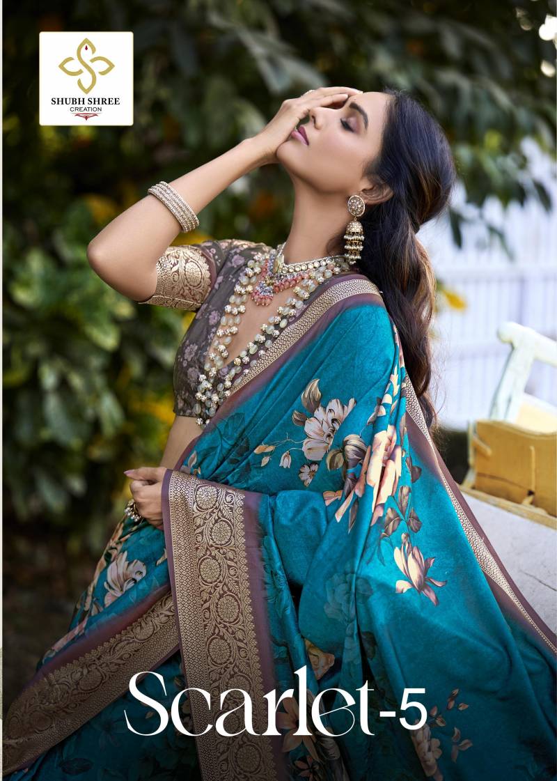 Shubh Shree Scarlet 5 Velvet Tusser Silk Saree Collection